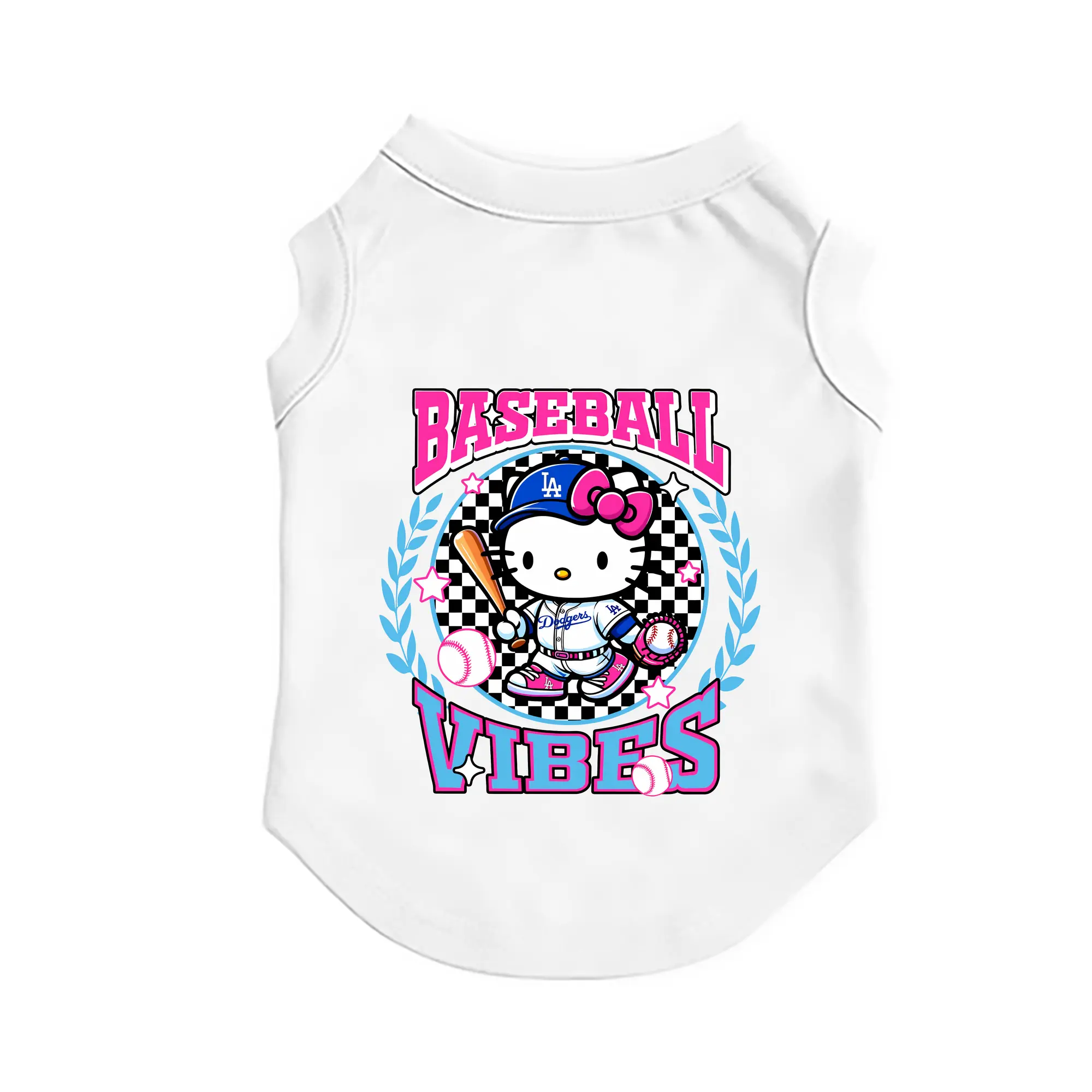 Baseball Vibes Hello Kitty Los Angeles Dodgers - Pet Vest – Durable Polyester With Heat Transfer Print – Comfortable And Stylish