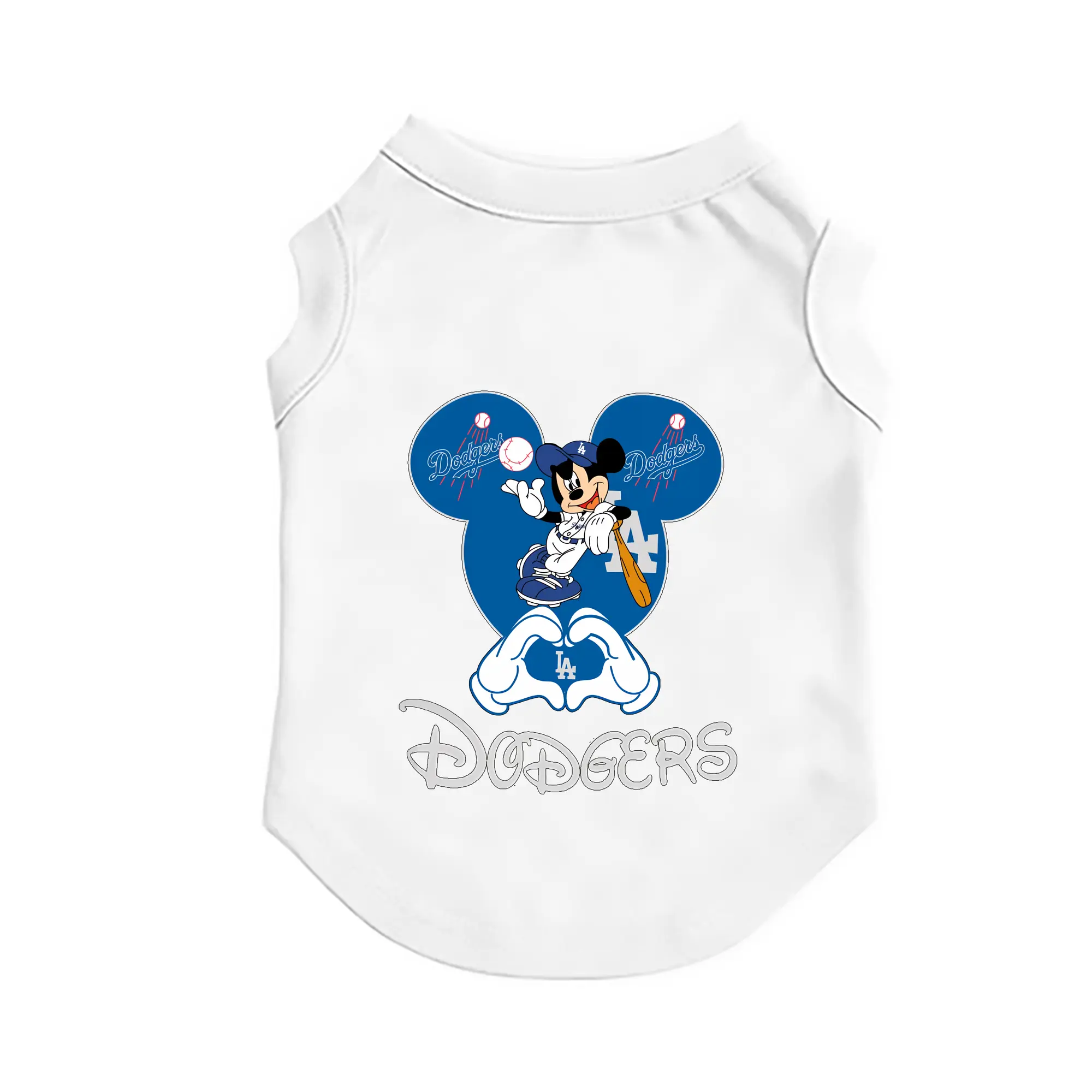Disney Mickey Mouse Loves Los Angeles Dodgers Heart - Pet Vest – Durable Polyester With Heat Transfer Print – Comfortable And Stylish