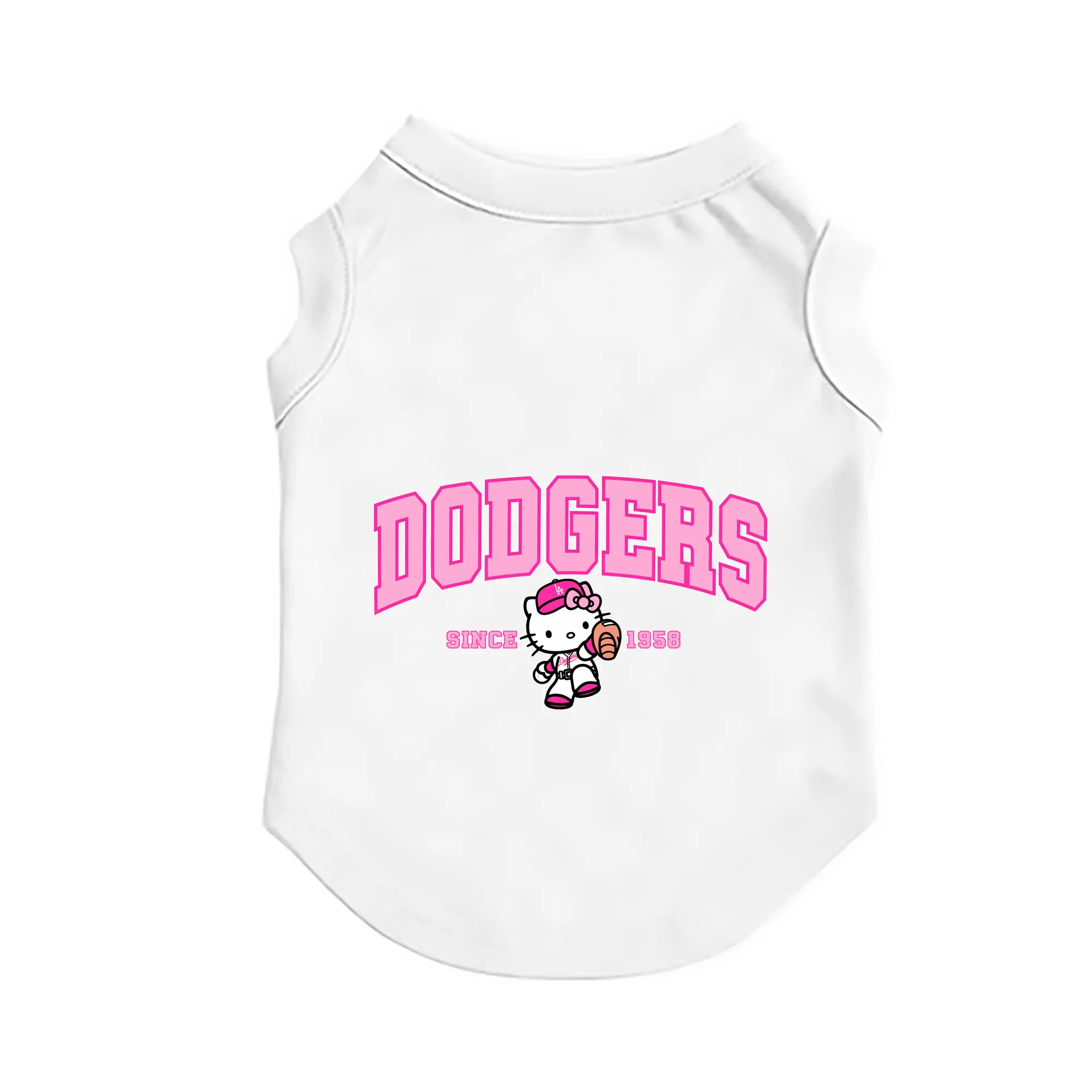 Pink Baseball Hello Kitty Dodgers - Pet Vest – Durable Polyester With Heat Transfer Print – Comfortable And Stylish