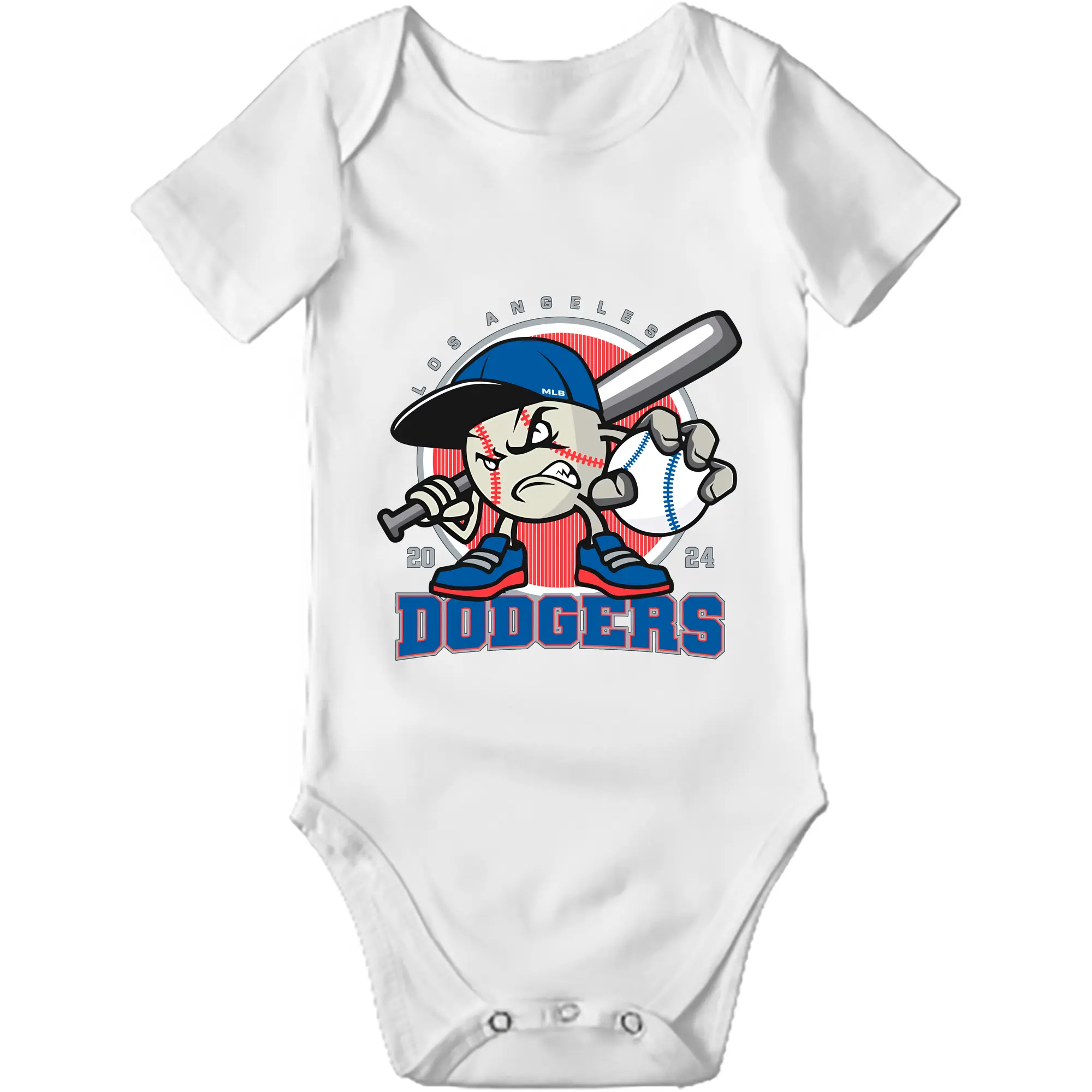 Los Angeles Baseball 2024 Season Dodgers - Baby Short Sleeve Romper – 100% Cotton Soft & Breathable Digital Print Onesie With Easy Snap Closure And Envelope Shoulder – Comfortable For Daily Wear & Travel
