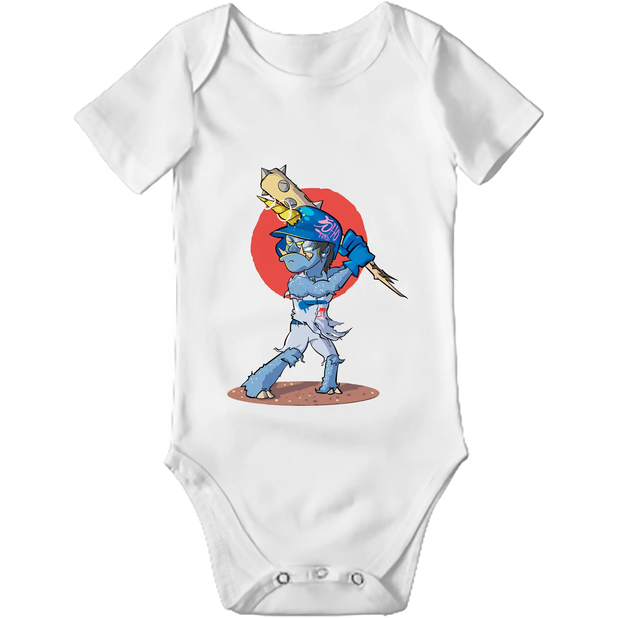 Monster Sho Los Angeles Dodgers - Baby Short Sleeve Romper – 100% Cotton Soft & Breathable Digital Print Onesie With Easy Snap Closure And Envelope Shoulder – Comfortable For Daily Wear & Travel