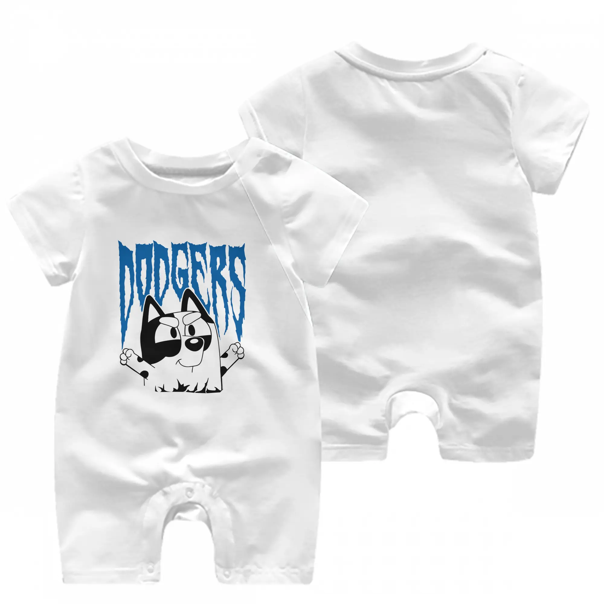Bluey Muffin Los Angeles Dodgers MLB - Baby Short Sleeve Onesie – 100% Cotton Soft & Breathable Digital Print Romper – Double-Sided Print, Snap Closure For Easy Diaper Changes – Comfortable For Boys & Girls
