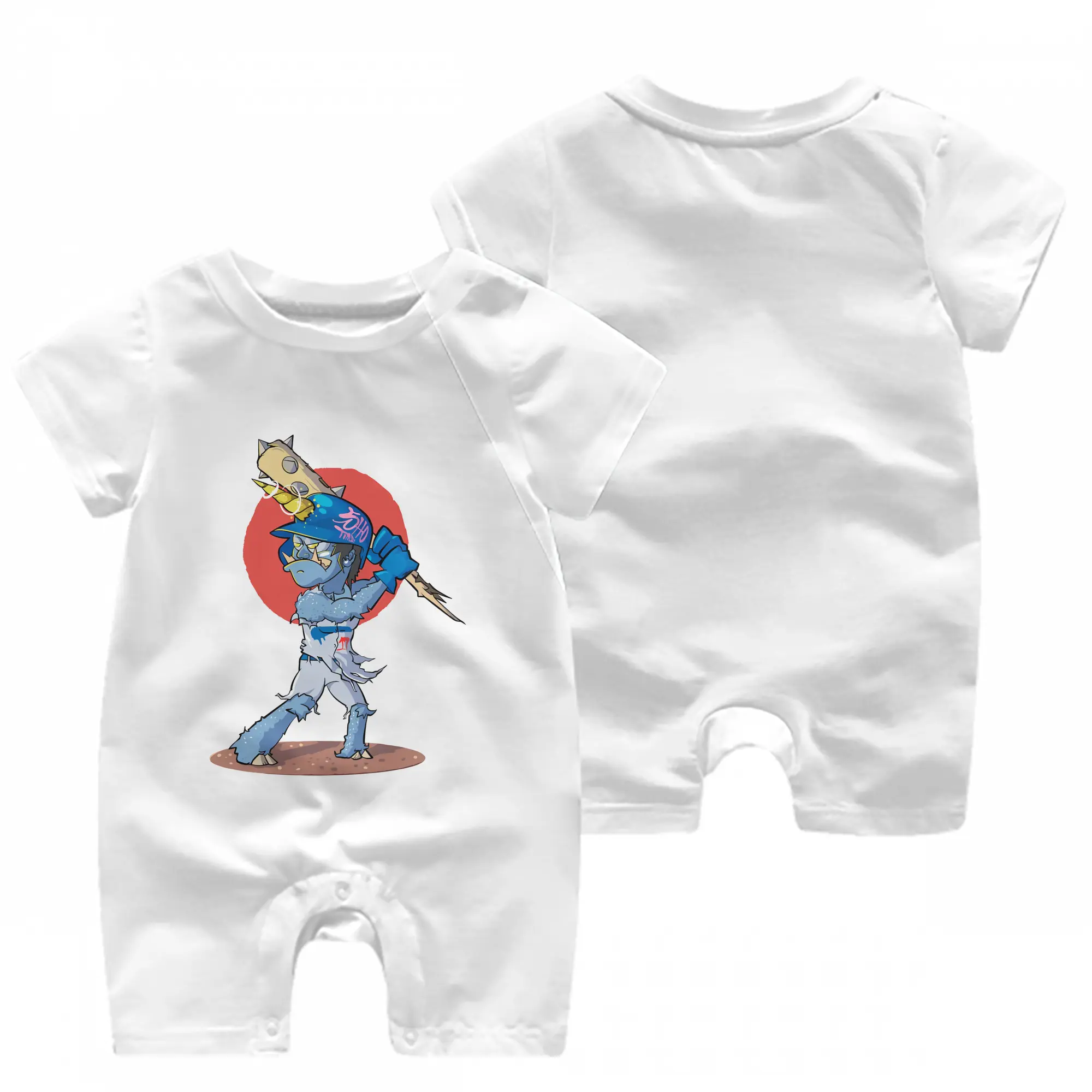 Monster Sho Los Angeles Dodgers - Baby Short Sleeve Onesie – 100% Cotton Soft & Breathable Digital Print Romper – Double-Sided Print, Snap Closure For Easy Diaper Changes – Comfortable For Boys & Girls