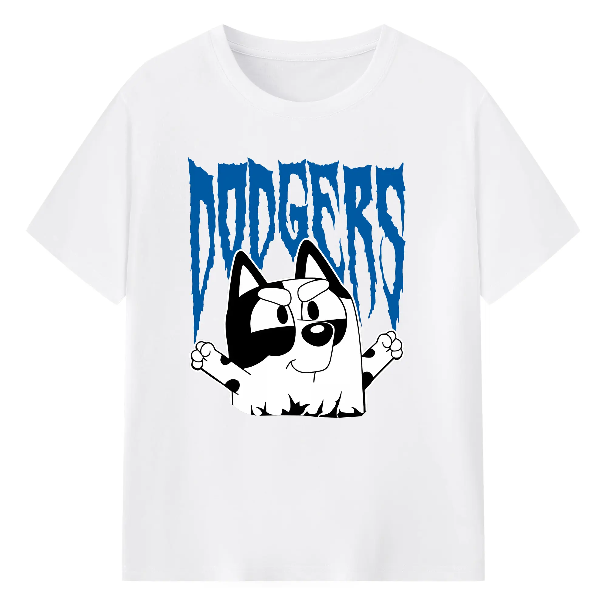 Bluey Muffin Los Angeles Dodgers MLB - 180g Cotton T-Shirt With Front Heat Transfer Print – Soft, Lightweight, Fitted Design – Comfortable Casual Wear For Sports & Everyday Use