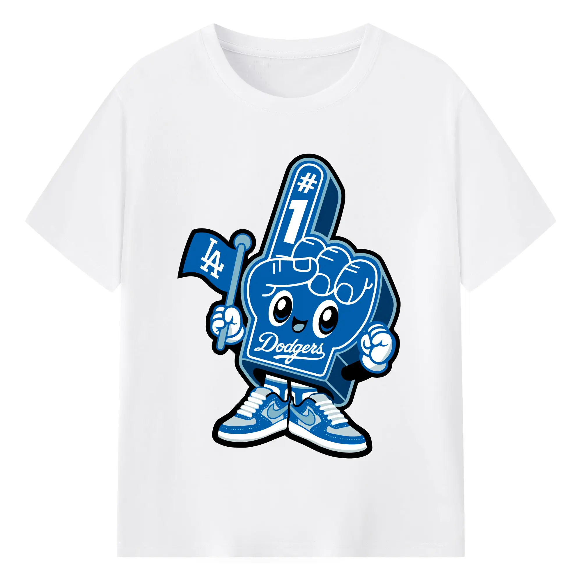 Cute Mr Dodger Foam Finger - 180g Cotton T-Shirt With Front Heat Transfer Print – Soft, Lightweight, Fitted Design – Comfortable Casual Wear For Sports & Everyday Use