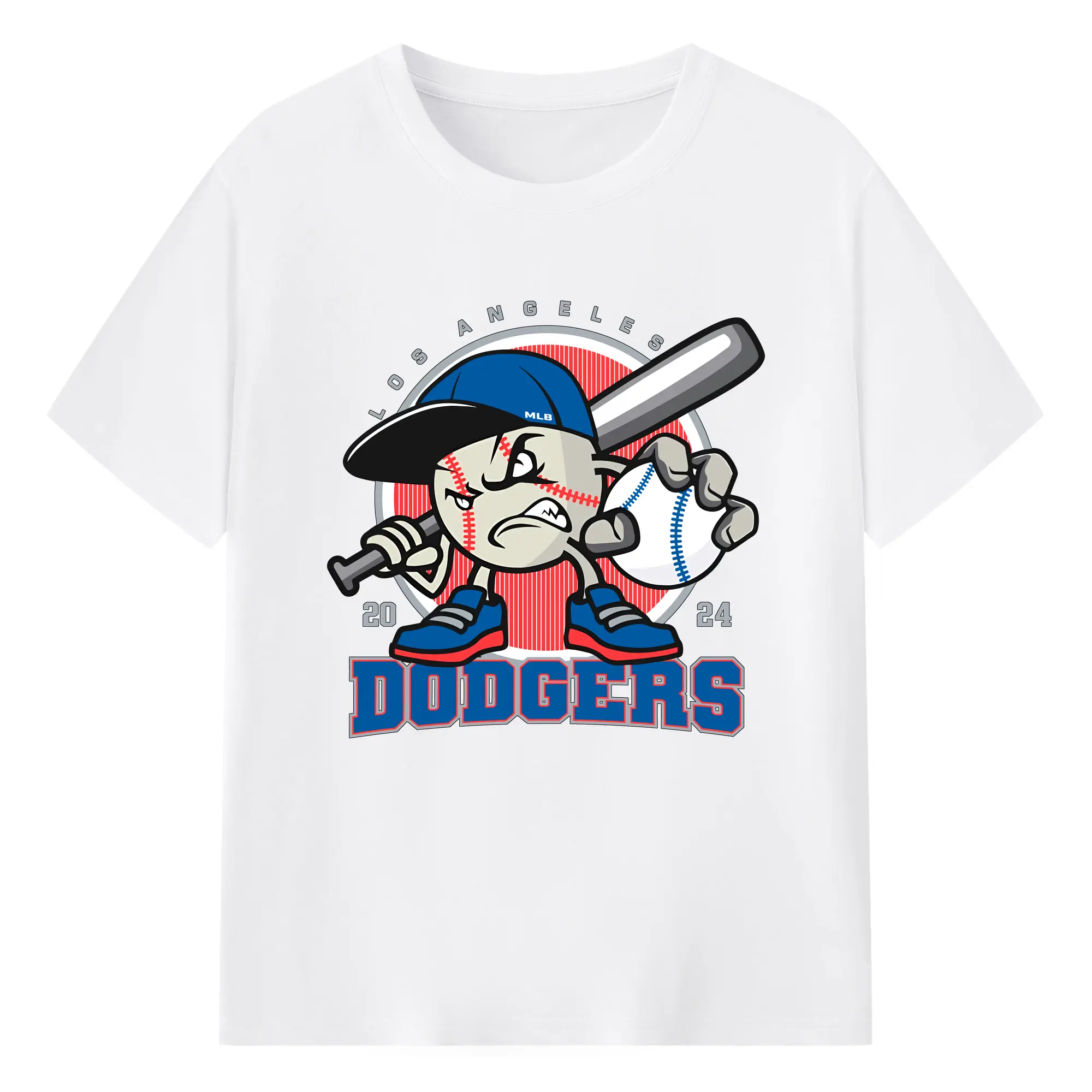 Los Angeles Baseball 2024 Season Dodgers - 180g Cotton T-Shirt With Front Heat Transfer Print – Soft, Lightweight, Fitted Design – Comfortable Casual Wear For Sports & Everyday Use