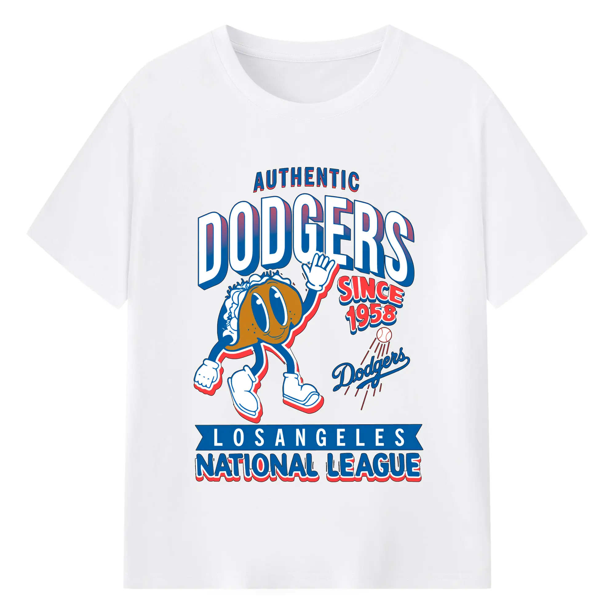 Los Angeles Dodgers Collection Food 2024 - 180g Cotton T-Shirt With Front Heat Transfer Print – Soft, Lightweight, Fitted Design – Comfortable Casual Wear For Sports & Everyday Use