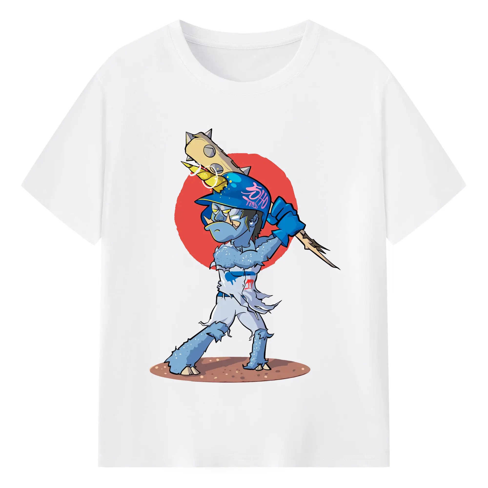 Monster Sho Los Angeles Dodgers - 180g Cotton T-Shirt With Front Heat Transfer Print – Soft, Lightweight, Fitted Design – Comfortable Casual Wear For Sports & Everyday Use