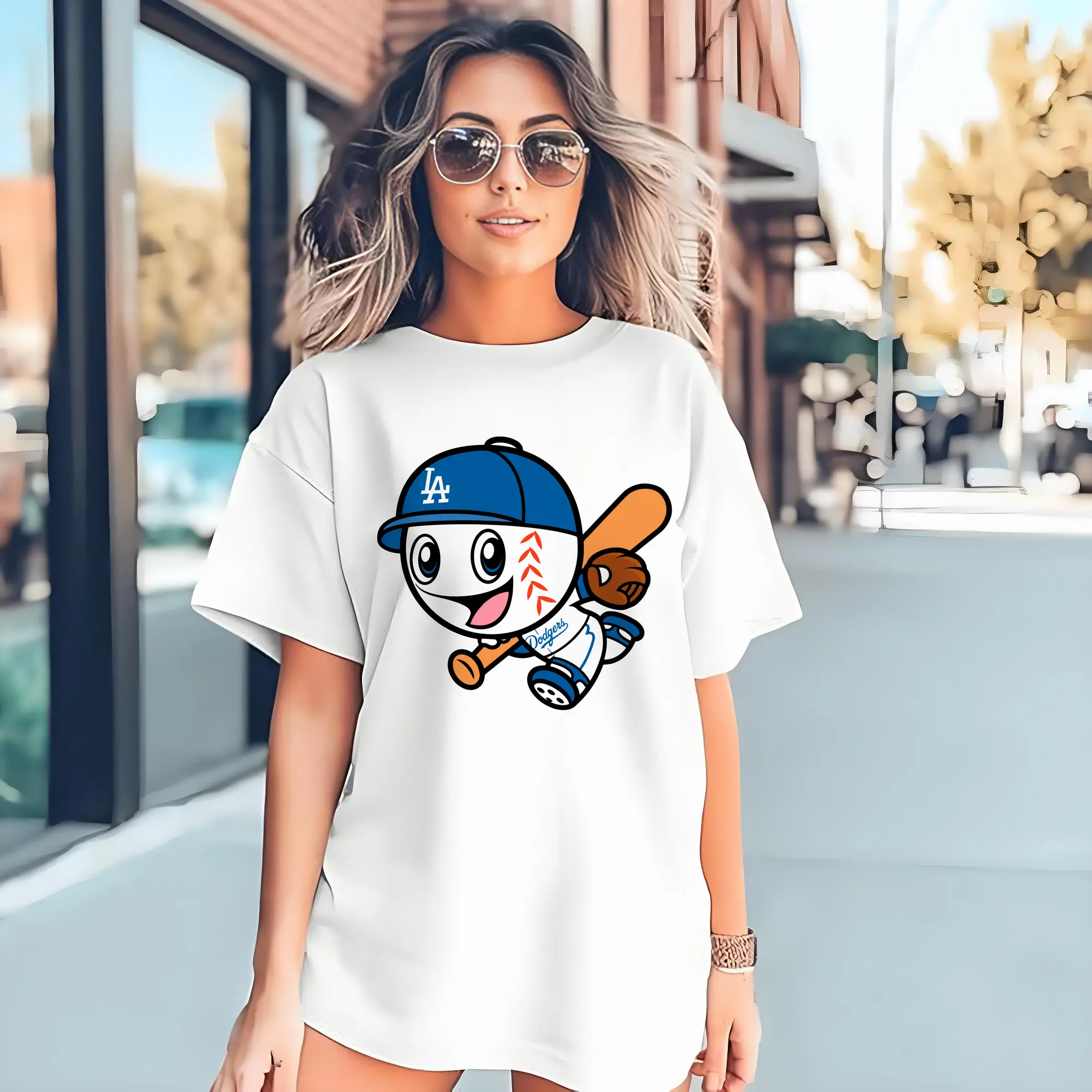 Cute Mr Dodger Running Play Baseball