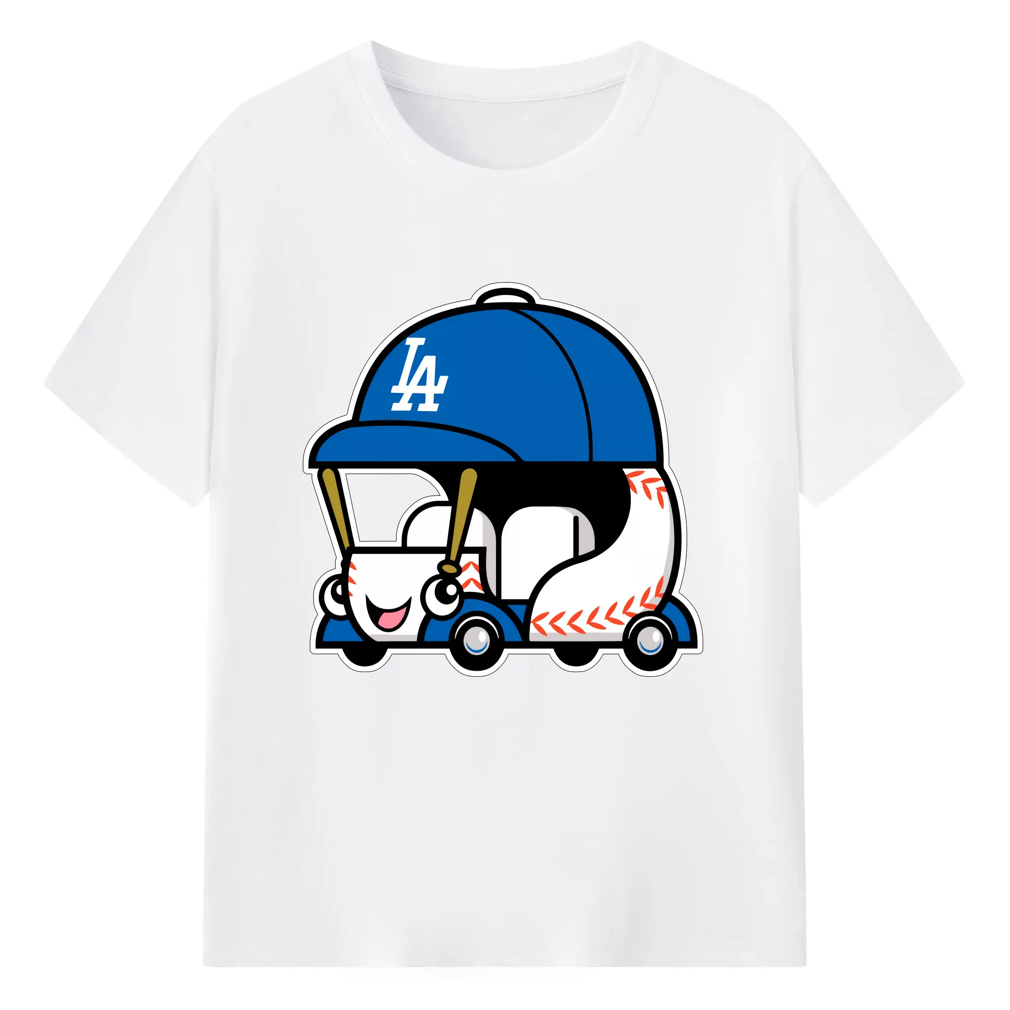Cute Dodgers Bullpen Car Baseball - Combed Cotton T-Shirt 180g With Front Heat Transfer Print – Soft, Lightweight, Fitted Design – Stylish Casual Wear For Sports & Everyday Use