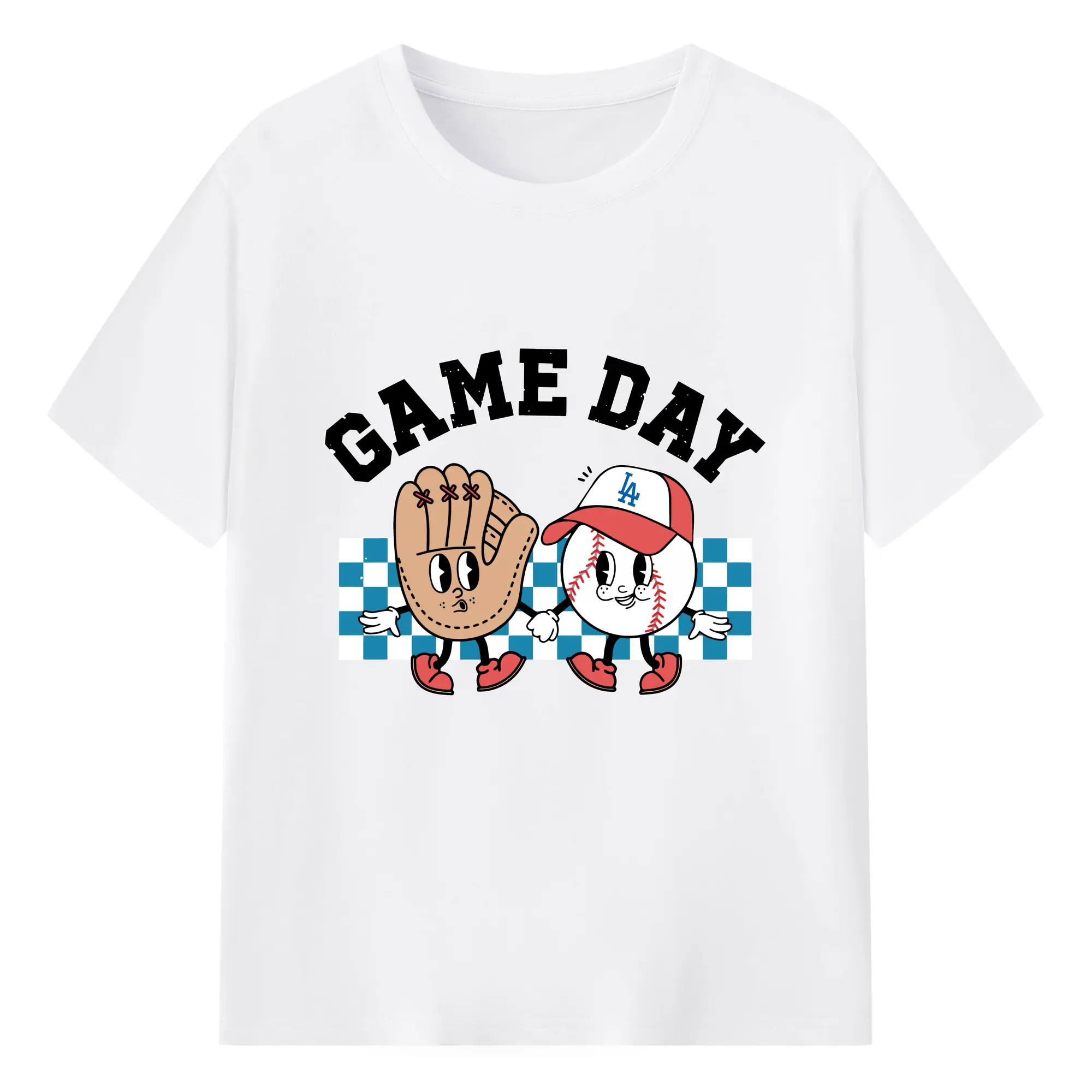 Game Day Los Angeles Dodgers Baseball - Combed Cotton T-Shirt 180g With Front Heat Transfer Print – Soft, Lightweight, Fitted Design – Stylish Casual Wear For Sports & Everyday Use