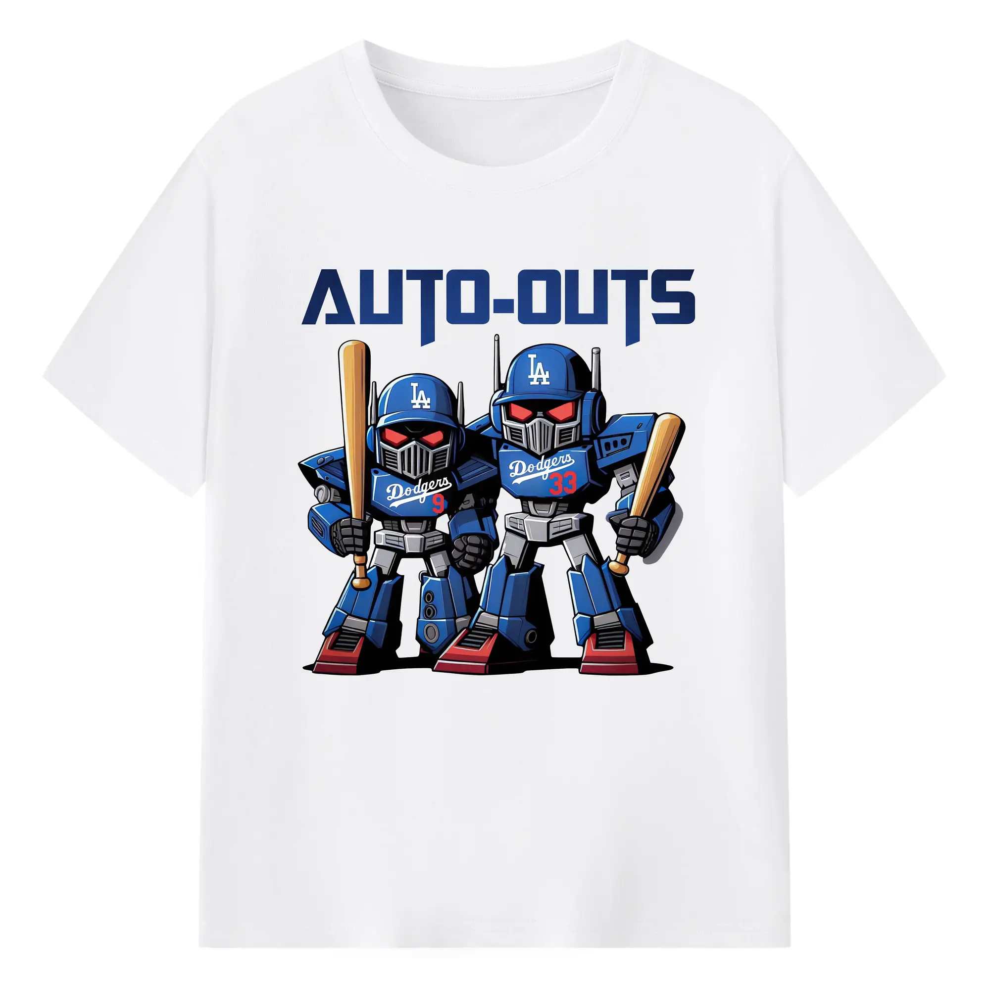 Los Angeles Dodgers Baseball Auto Outs - Combed Cotton T-Shirt 180g With Front Heat Transfer Print – Soft, Lightweight, Fitted Design – Stylish Casual Wear For Sports & Everyday Use