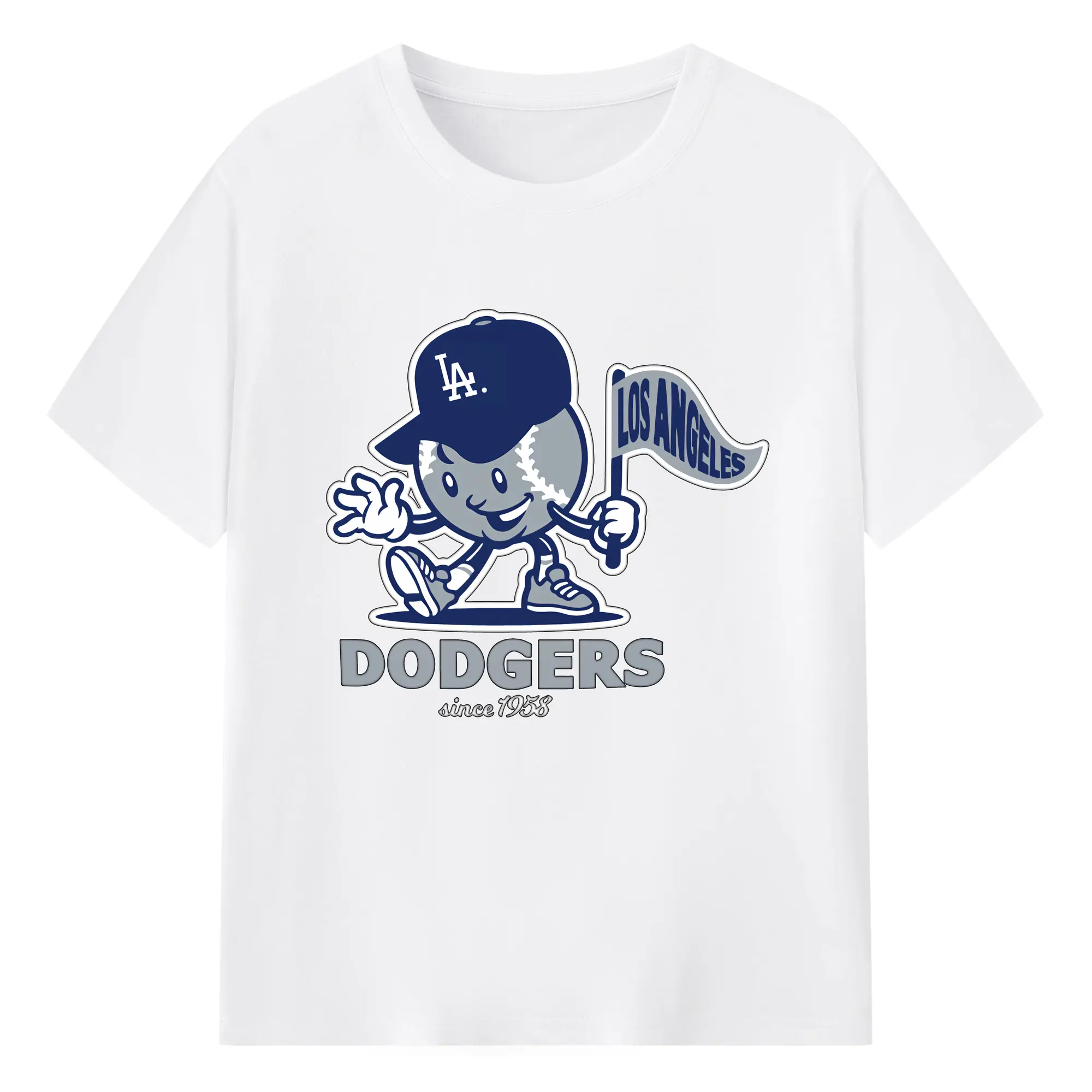 Los Angeles Dodgers Since 1958 Baseball - Combed Cotton T-Shirt 180g With Front Heat Transfer Print – Soft, Lightweight, Fitted Design – Stylish Casual Wear For Sports & Everyday Use