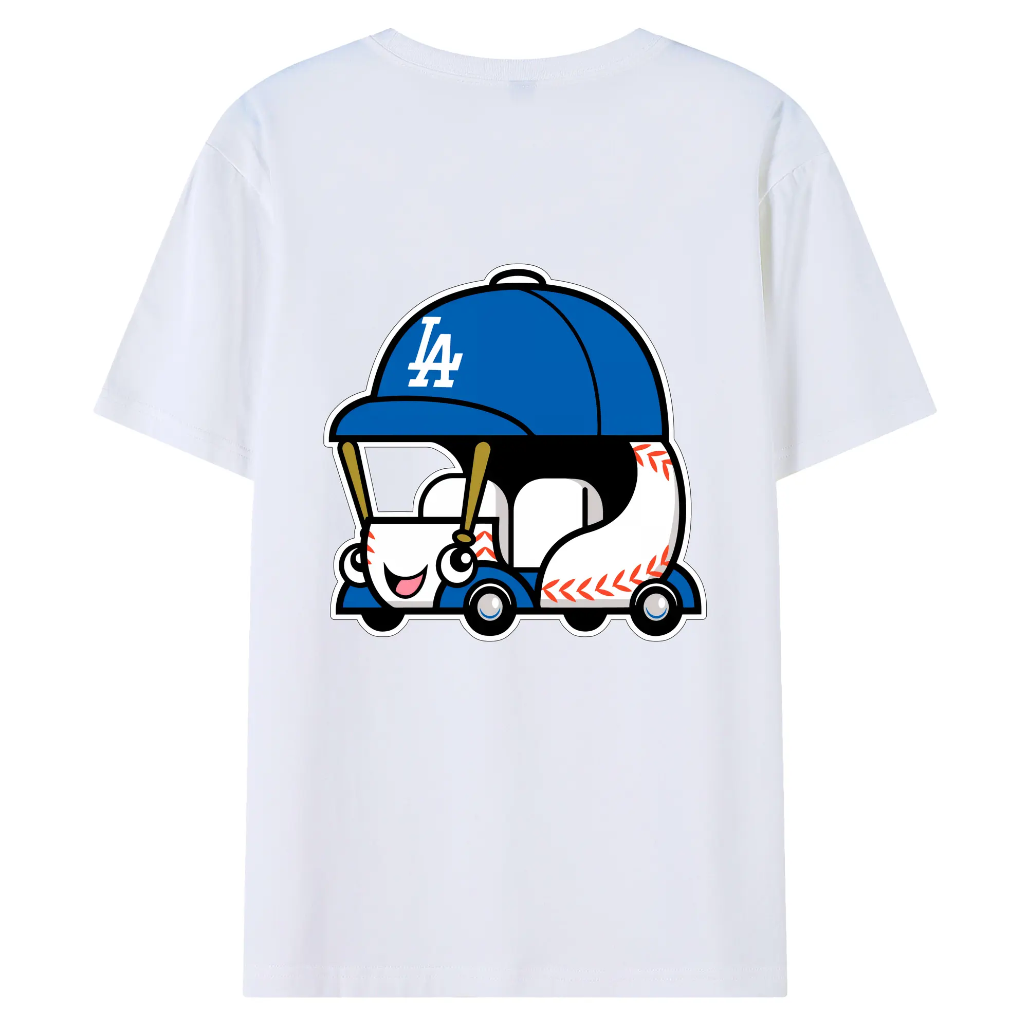 Cute Dodgers Bullpen Car Baseball - 180g Combed Cotton T-Shirt With Back Heat Transfer Print – Soft, Lightweight, Fitted Design – Stylish Casual Wear For Sports & Everyday Use
