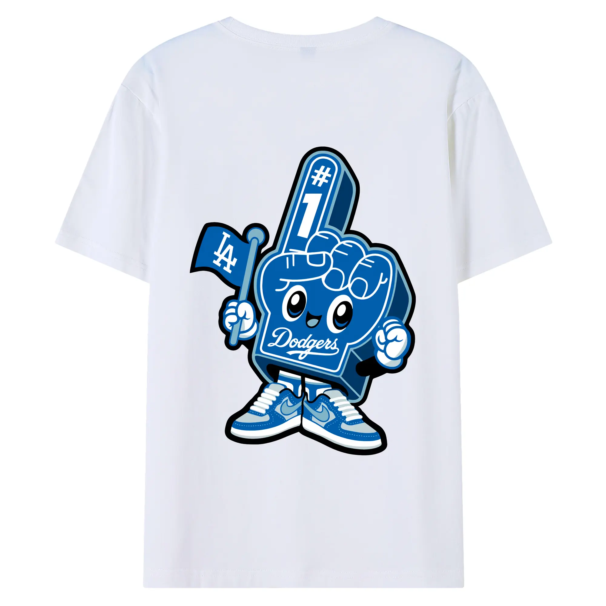 Cute Mr Dodger Foam Finger - 180g Combed Cotton T-Shirt With Back Heat Transfer Print – Soft, Lightweight, Fitted Design – Stylish Casual Wear For Sports & Everyday Use