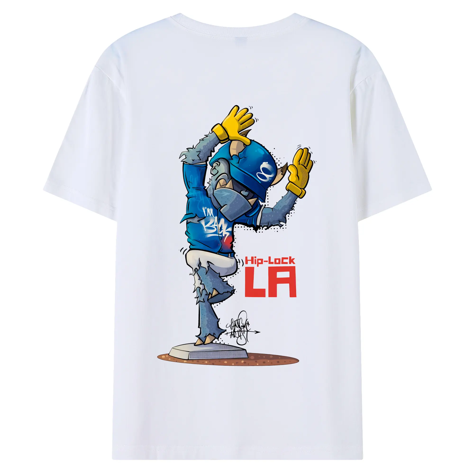 Funny Los Angeles Dodgers Monster Celebration Hip Lock - 180g Combed Cotton T-Shirt With Back Heat Transfer Print – Soft, Lightweight, Fitted Design – Stylish Casual Wear For Sports & Everyday Use