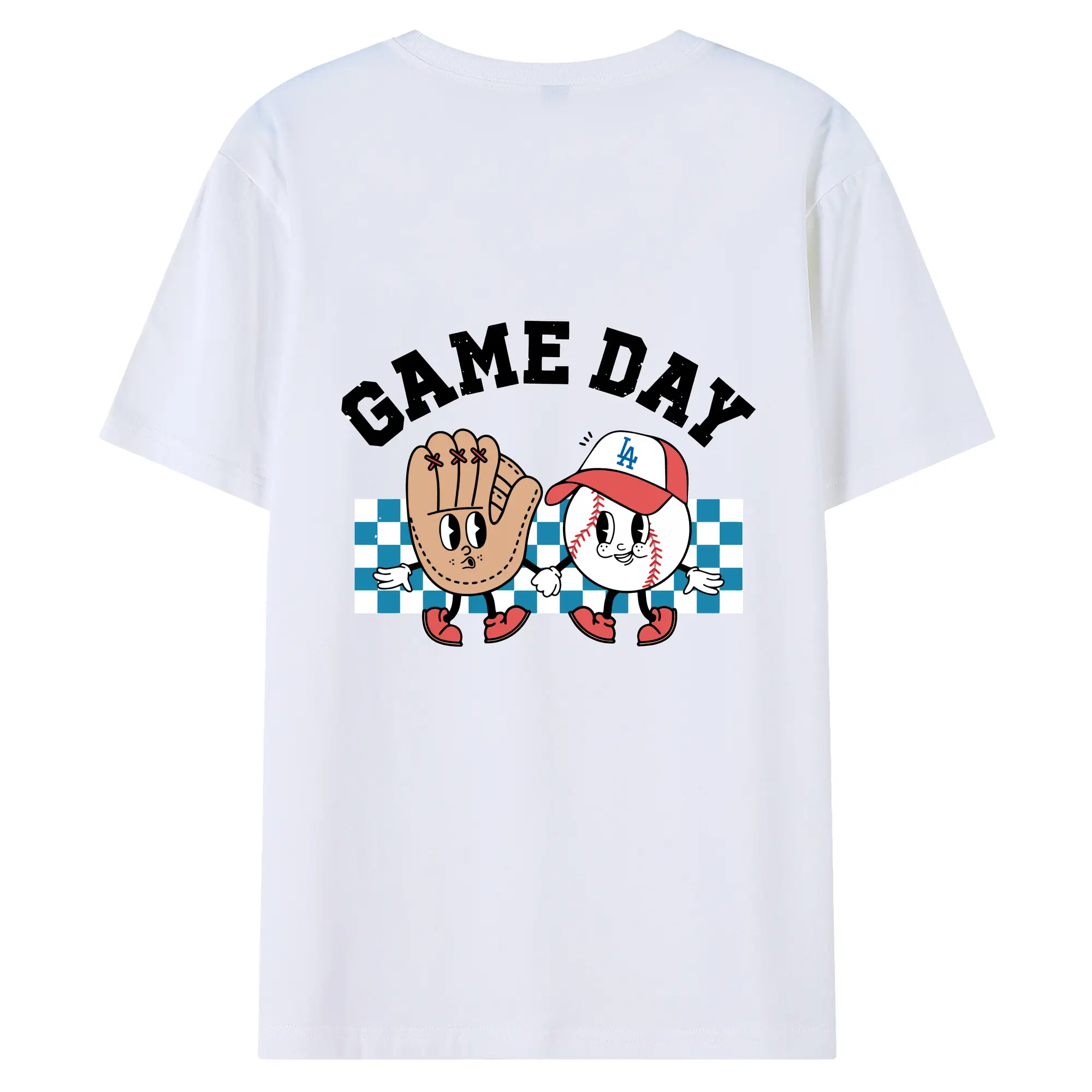 Game Day Los Angeles Dodgers Baseball - 180g Combed Cotton T-Shirt With Back Heat Transfer Print – Soft, Lightweight, Fitted Design – Stylish Casual Wear For Sports & Everyday Use