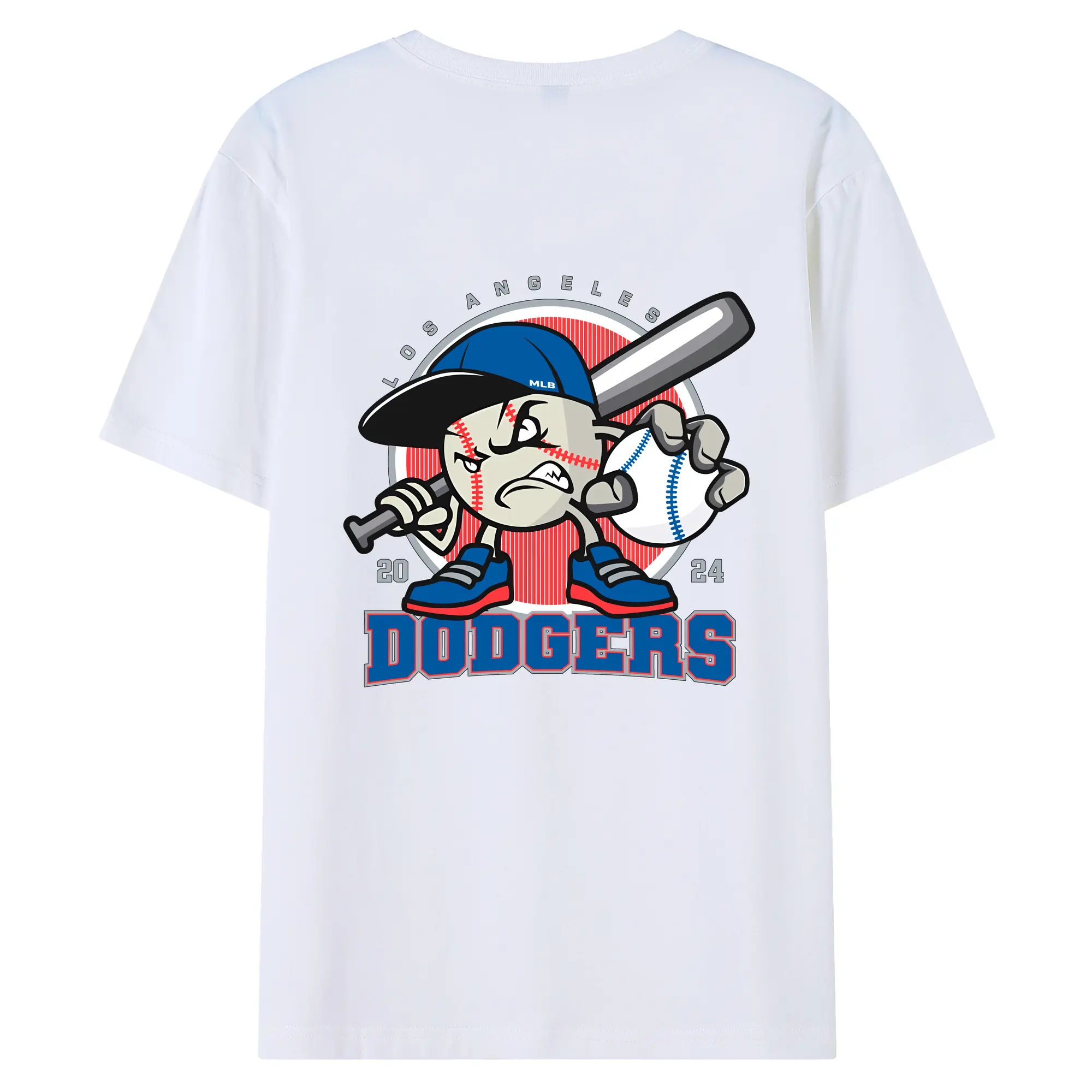 Los Angeles Baseball 2024 Season Dodgers - 180g Combed Cotton T-Shirt With Back Heat Transfer Print – Soft, Lightweight, Fitted Design – Stylish Casual Wear For Sports & Everyday Use