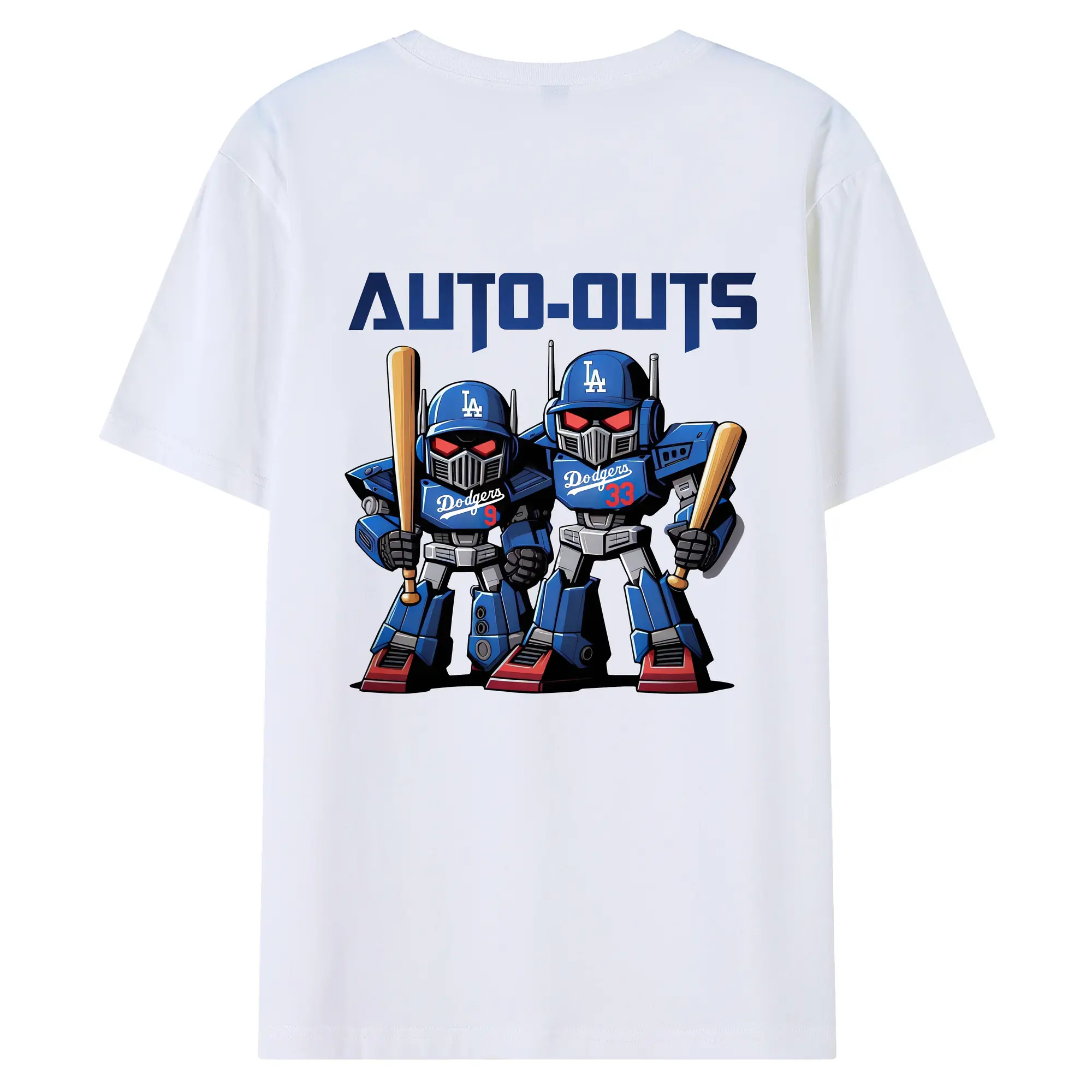 Los Angeles Dodgers Baseball Auto Outs - 180g Combed Cotton T-Shirt With Back Heat Transfer Print – Soft, Lightweight, Fitted Design – Stylish Casual Wear For Sports & Everyday Use