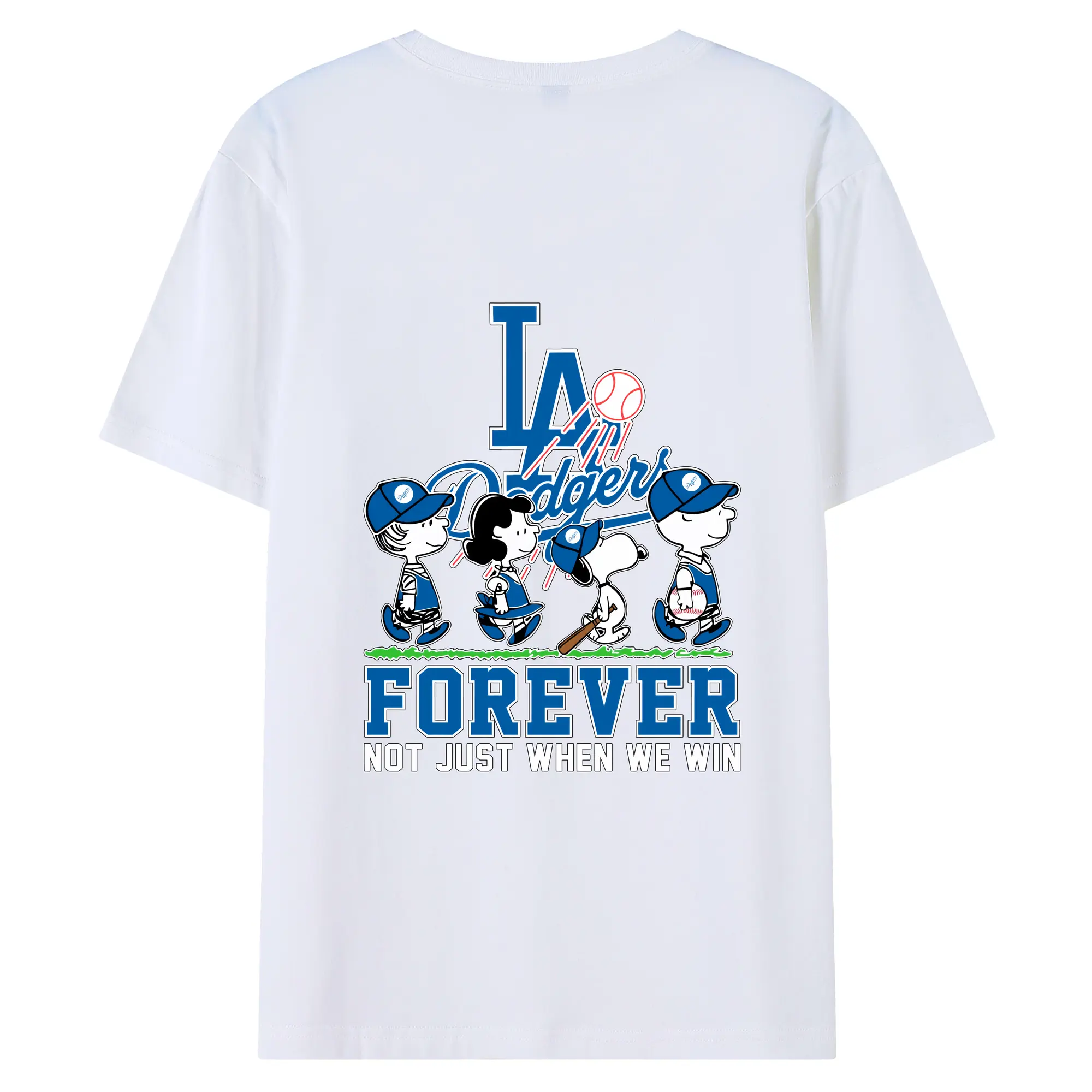 Los Angeles Dodgers Baseball Forever Not Just When We Win - 180g Combed Cotton T-Shirt With Back Heat Transfer Print – Soft, Lightweight, Fitted Design – Stylish Casual Wear For Sports & Everyday Use