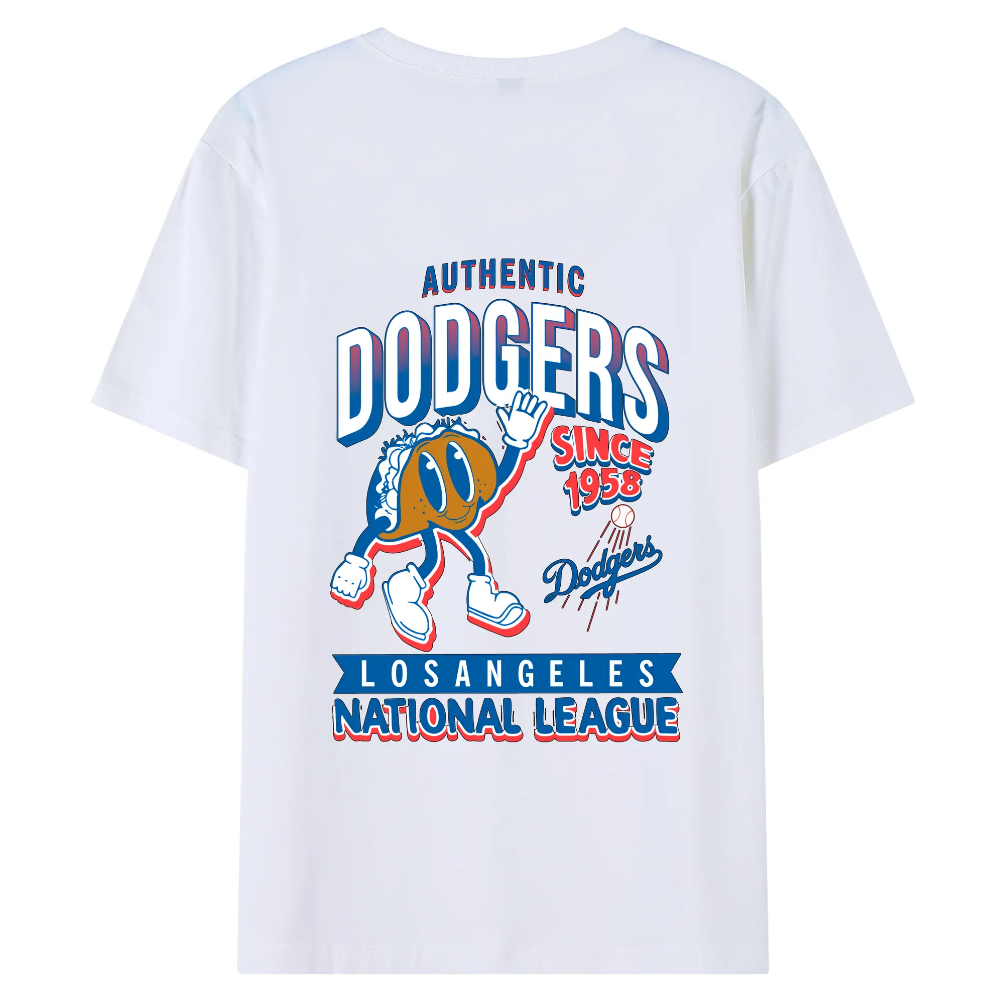 Los Angeles Dodgers Collection Food 2024 - 180g Combed Cotton T-Shirt With Back Heat Transfer Print – Soft, Lightweight, Fitted Design – Stylish Casual Wear For Sports & Everyday Use