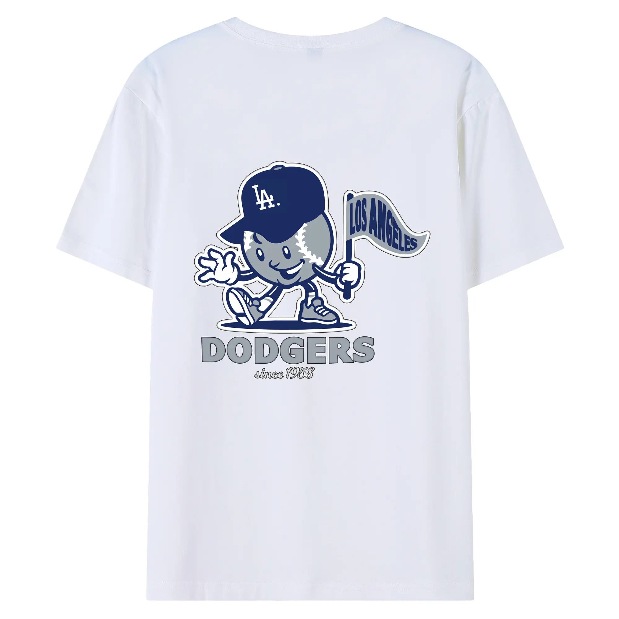Los Angeles Dodgers Since 1958 Baseball - 180g Combed Cotton T-Shirt With Back Heat Transfer Print – Soft, Lightweight, Fitted Design – Stylish Casual Wear For Sports & Everyday Use