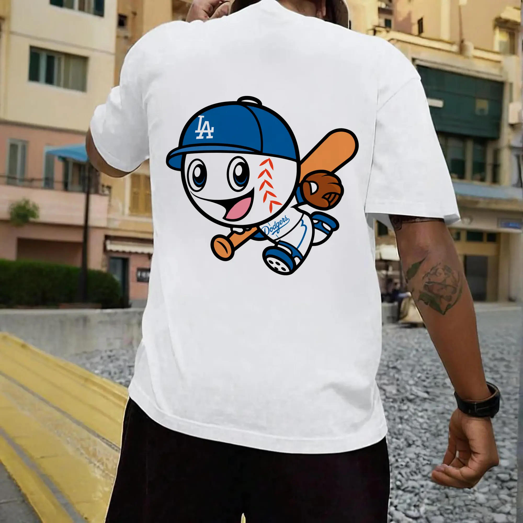 Cute Mr Dodger Running Play Baseball