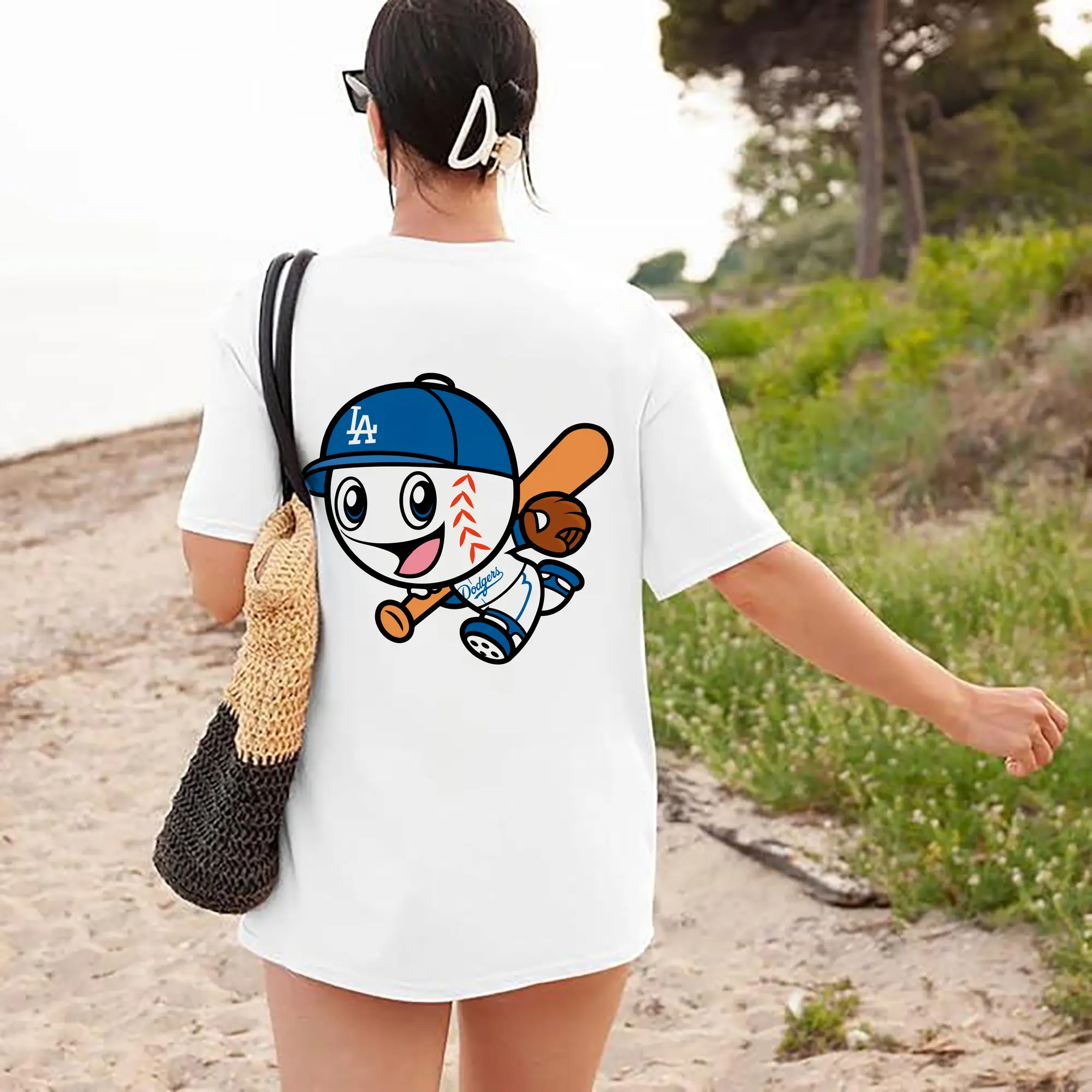 Cute Mr Dodger Running Play Baseball