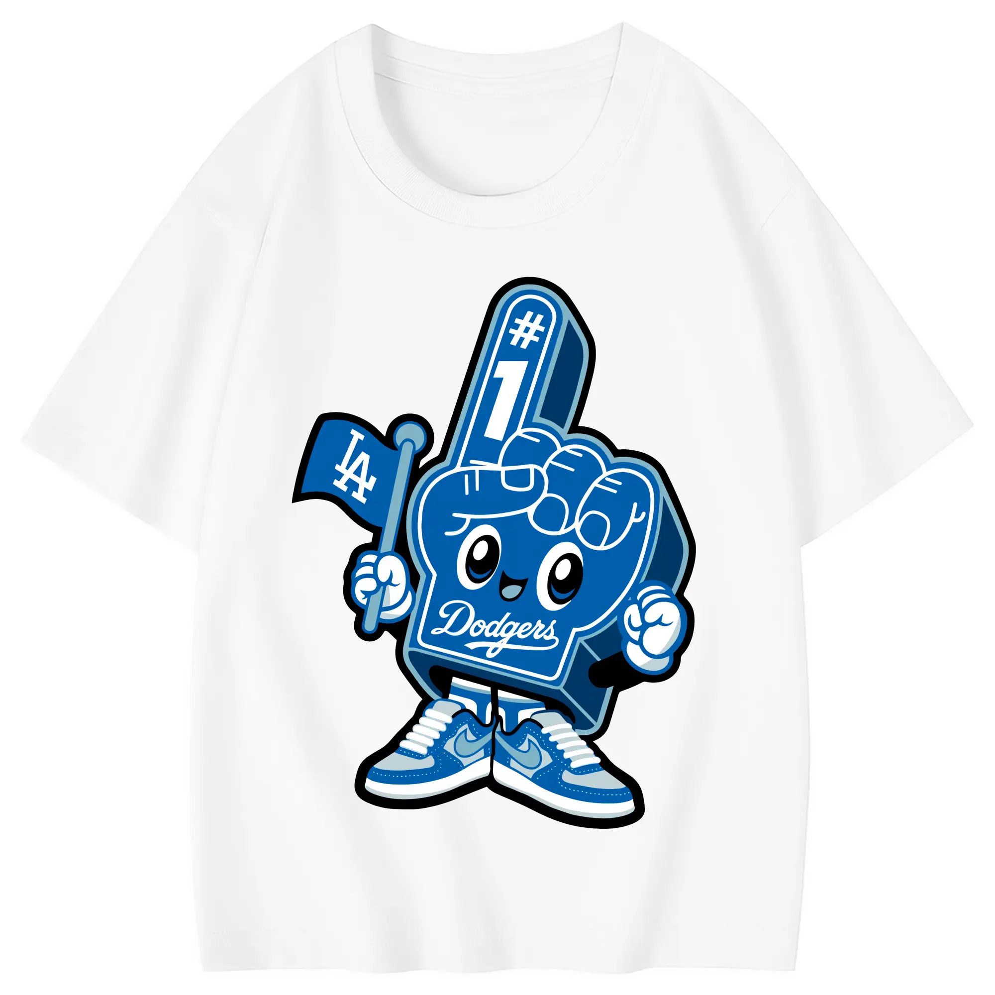 Cute Mr Dodger Foam Finger - Combed Cotton Kids T-Shirt 180g With Front Heat Transfer Print – Soft, Lightweight, Side-Seamed Design – Stylish And Comfortable Casual Wear For Everyday Activities