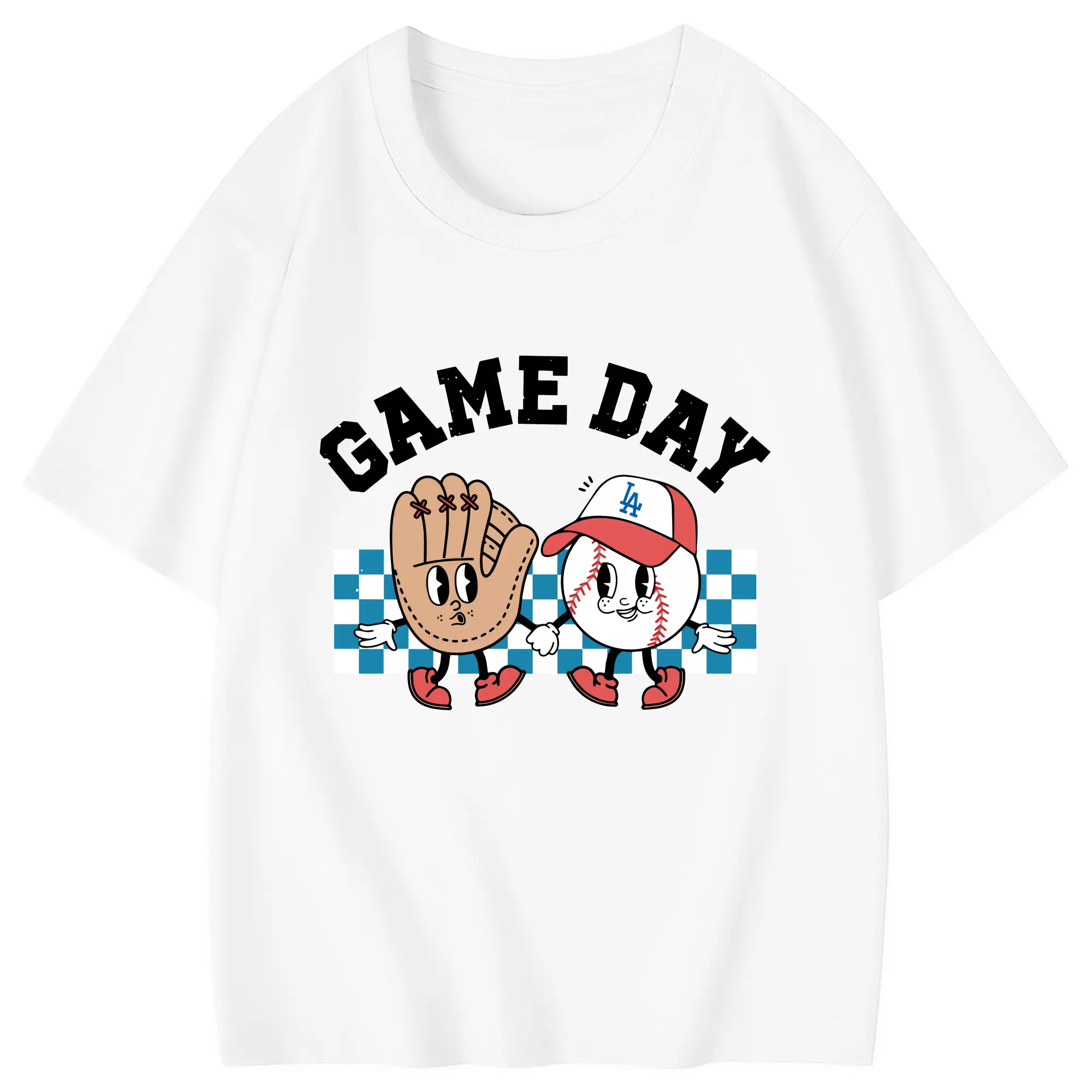 Game Day Los Angeles Dodgers Baseball - Combed Cotton Kids T-Shirt 180g With Front Heat Transfer Print – Soft, Lightweight, Side-Seamed Design – Stylish And Comfortable Casual Wear For Everyday Activities
