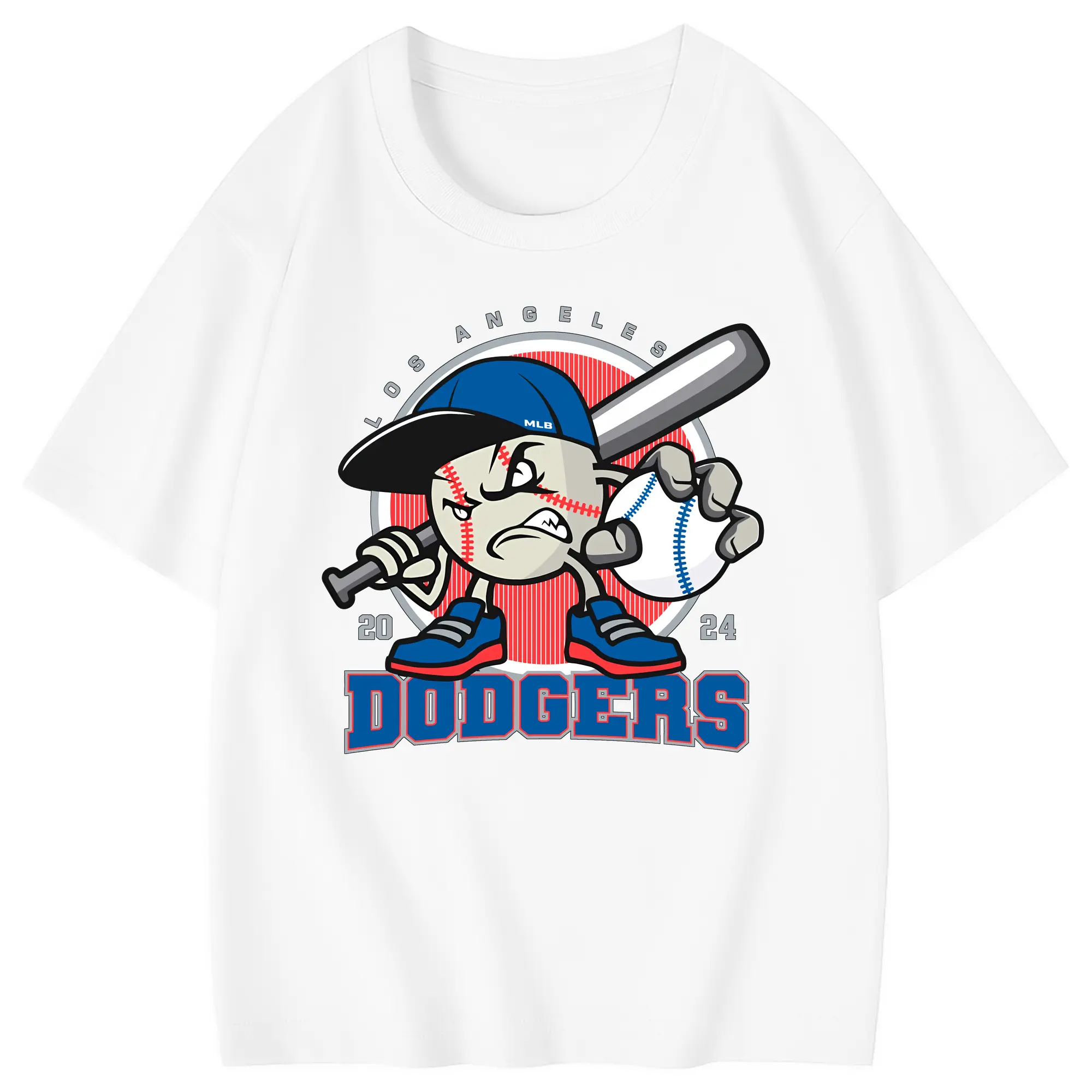 Los Angeles Baseball 2024 Season Dodgers - Combed Cotton Kids T-Shirt 180g With Front Heat Transfer Print – Soft, Lightweight, Side-Seamed Design – Stylish And Comfortable Casual Wear For Everyday Activities