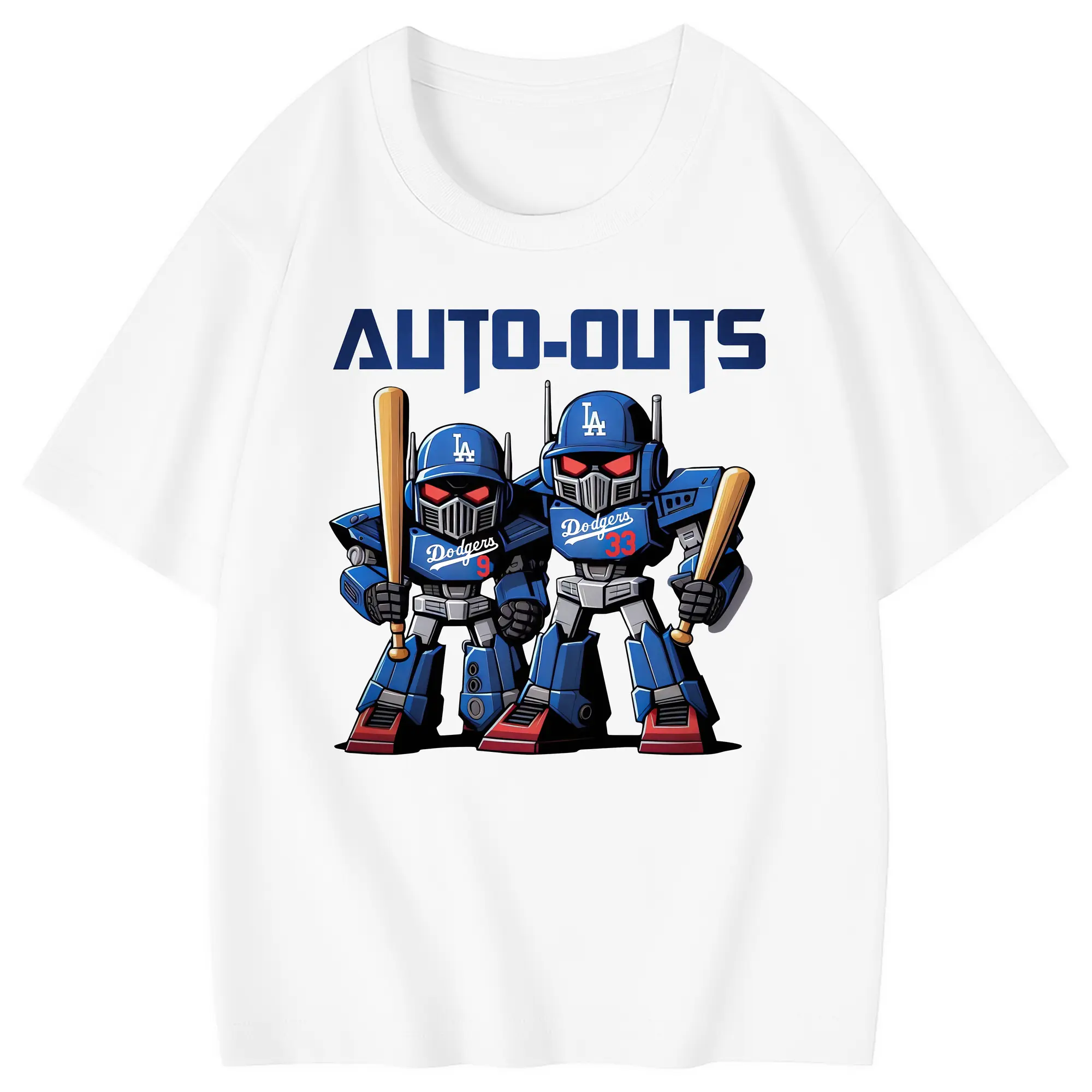 Los Angeles Dodgers Baseball Auto Outs - Combed Cotton Kids T-Shirt 180g With Front Heat Transfer Print – Soft, Lightweight, Side-Seamed Design – Stylish And Comfortable Casual Wear For Everyday Activities