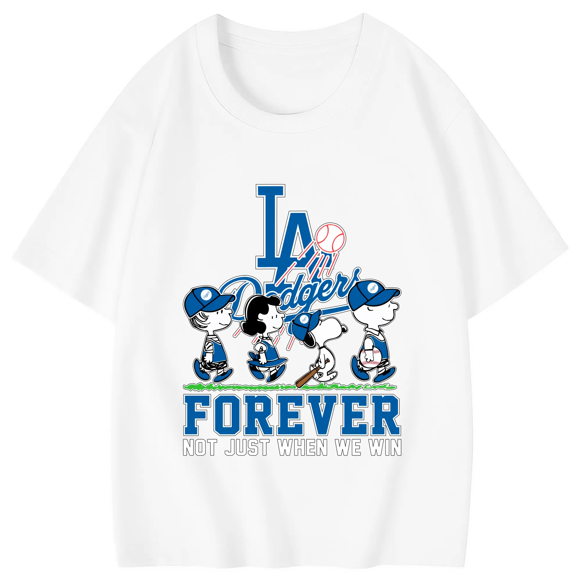 Los Angeles Dodgers Baseball Forever Not Just When We Win - Combed Cotton Kids T-Shirt 180g With Front Heat Transfer Print – Soft, Lightweight, Side-Seamed Design – Stylish And Comfortable Casual Wear For Everyday Activities