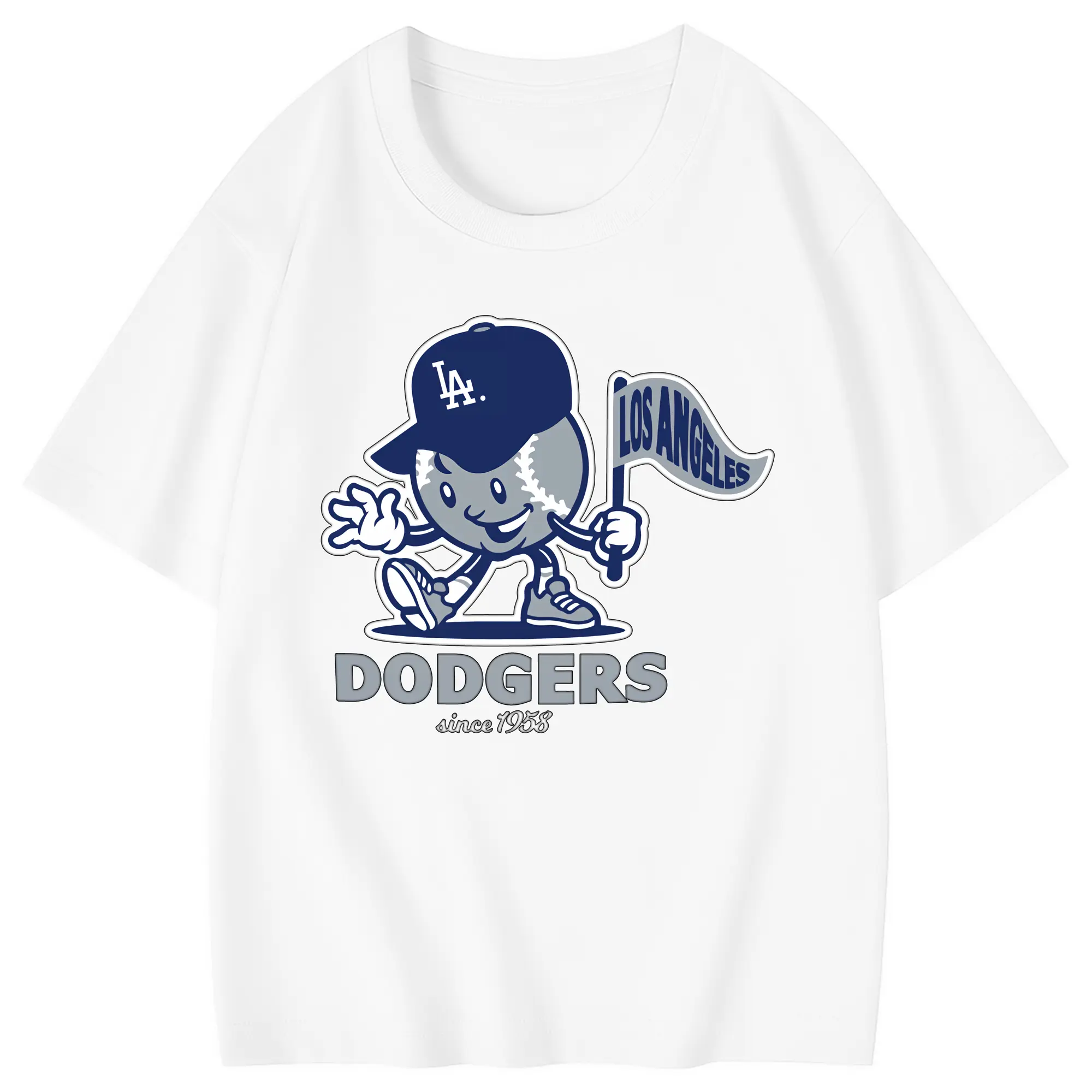 Los Angeles Dodgers Since 1958 Baseball - Combed Cotton Kids T-Shirt 180g With Front Heat Transfer Print – Soft, Lightweight, Side-Seamed Design – Stylish And Comfortable Casual Wear For Everyday Activities