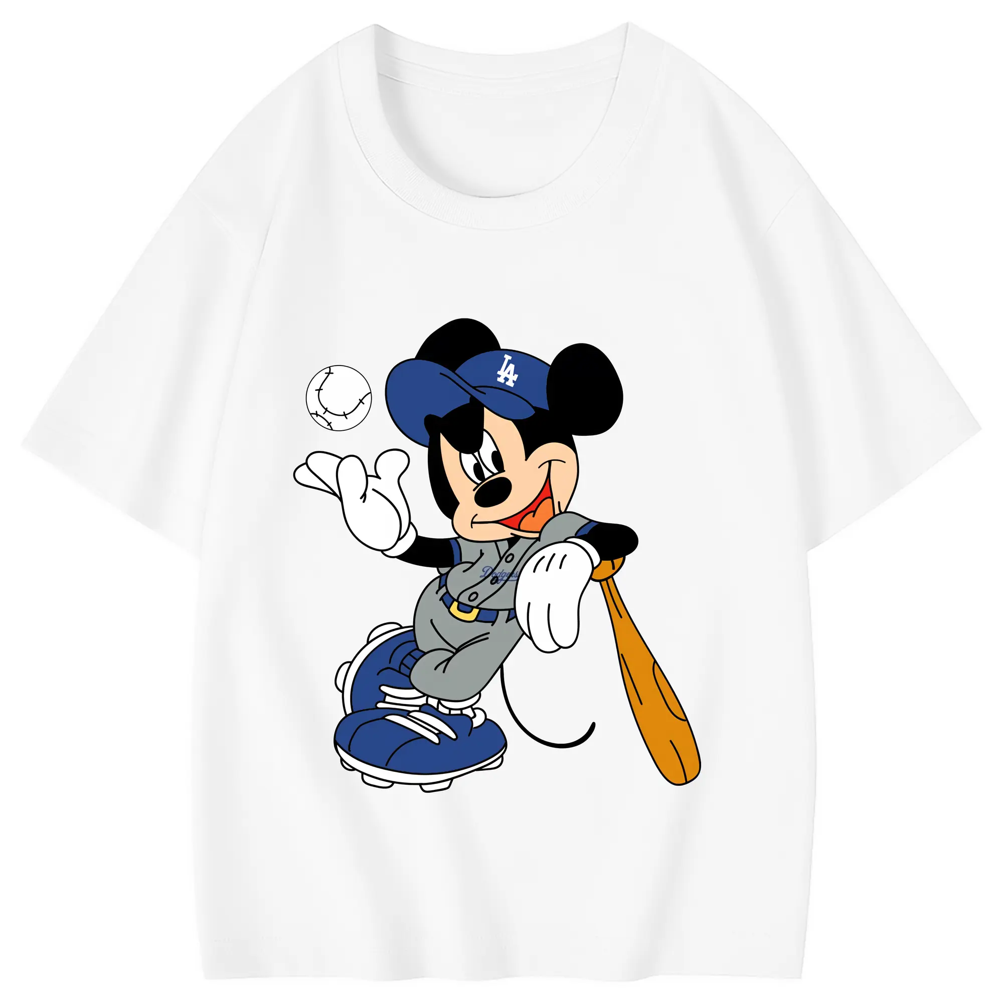 Mickey Mouse Los Angeles Dodgers 1 - Combed Cotton Kids T-Shirt 180g With Front Heat Transfer Print – Soft, Lightweight, Side-Seamed Design – Stylish And Comfortable Casual Wear For Everyday Activities