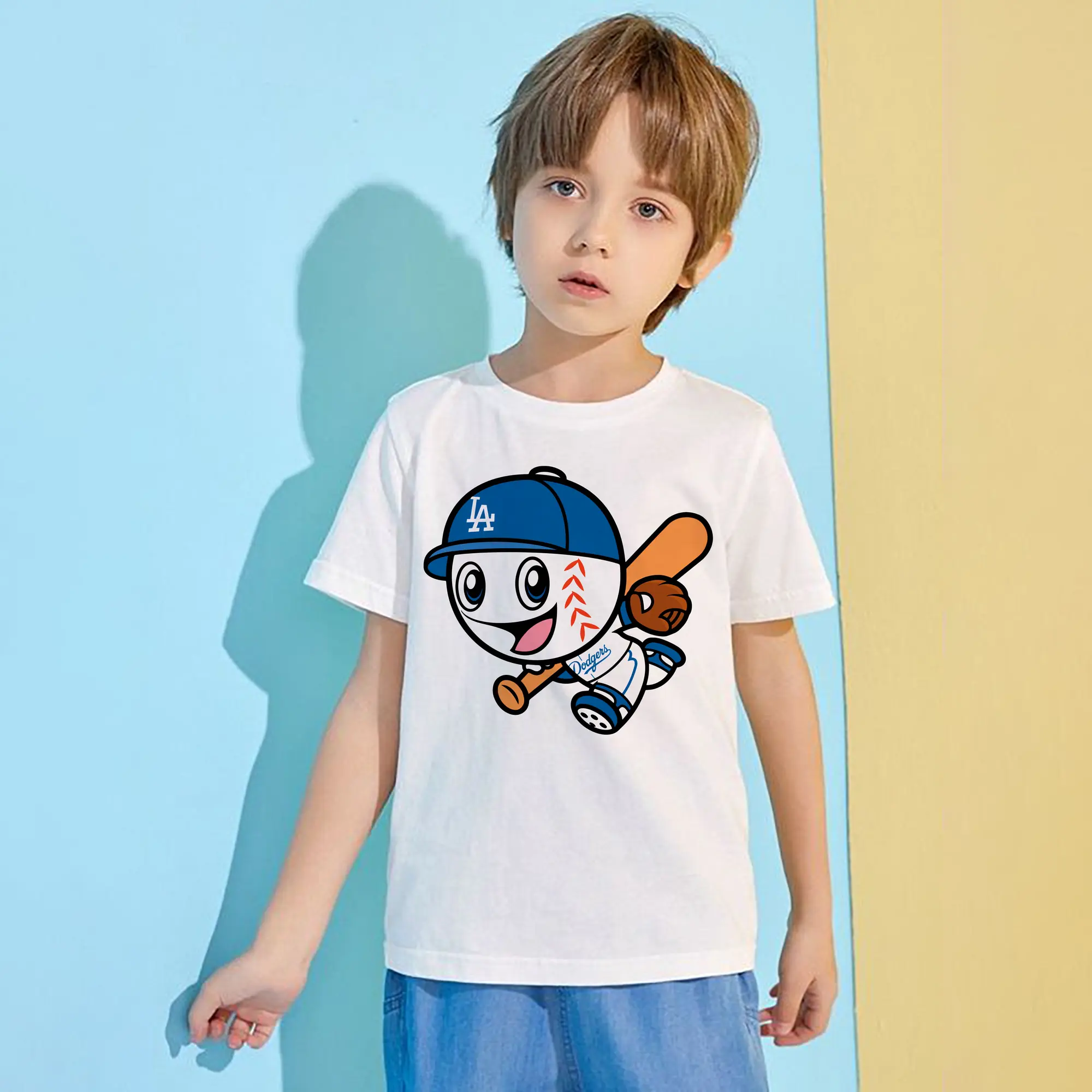 Cute Mr Dodger Running Play Baseball