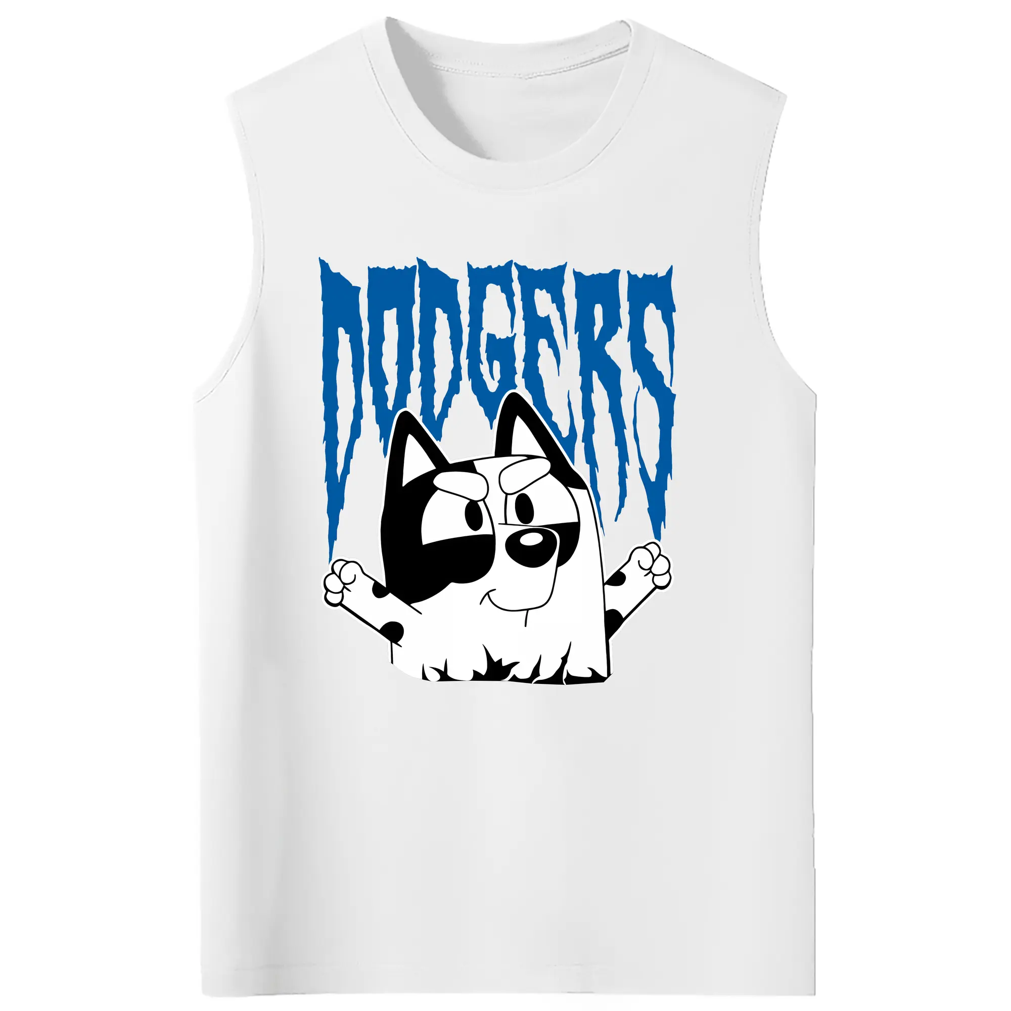 Bluey Muffin Los Angeles Dodgers MLB - 210g Combed Cotton Tank Top With Front Heat Transfer Print – Soft, Lightweight, Fitted Design – Stylish & Comfortable Casual Wear For Sports & Everyday Use