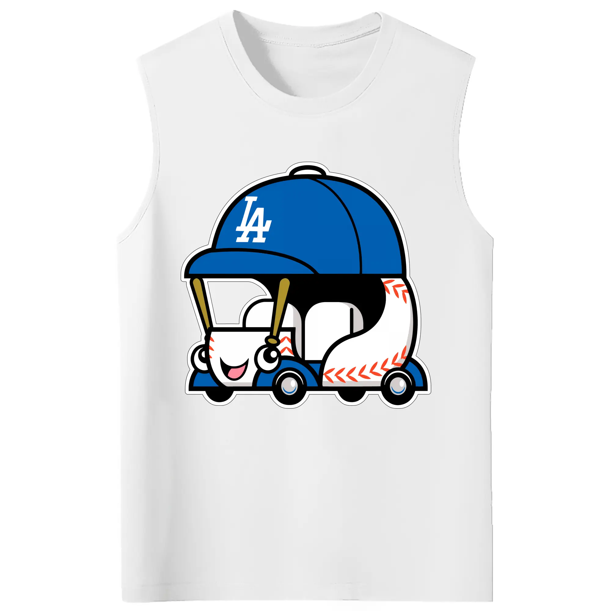 Cute Dodgers Bullpen Car Baseball - 210g Combed Cotton Tank Top With Front Heat Transfer Print – Soft, Lightweight, Fitted Design – Stylish & Comfortable Casual Wear For Sports & Everyday Use