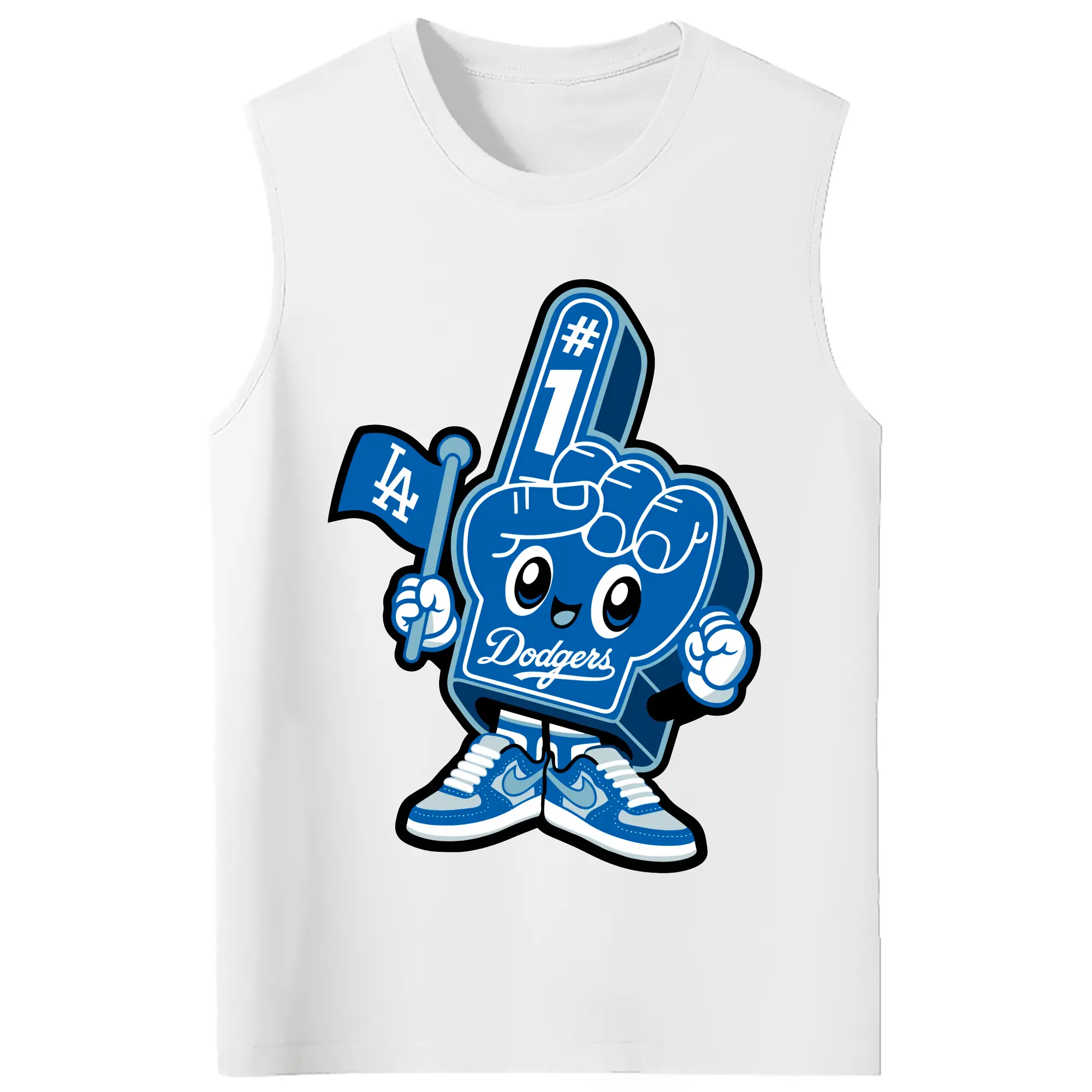 Cute Mr Dodger Foam Finger - 210g Combed Cotton Tank Top With Front Heat Transfer Print – Soft, Lightweight, Fitted Design – Stylish & Comfortable Casual Wear For Sports & Everyday Use