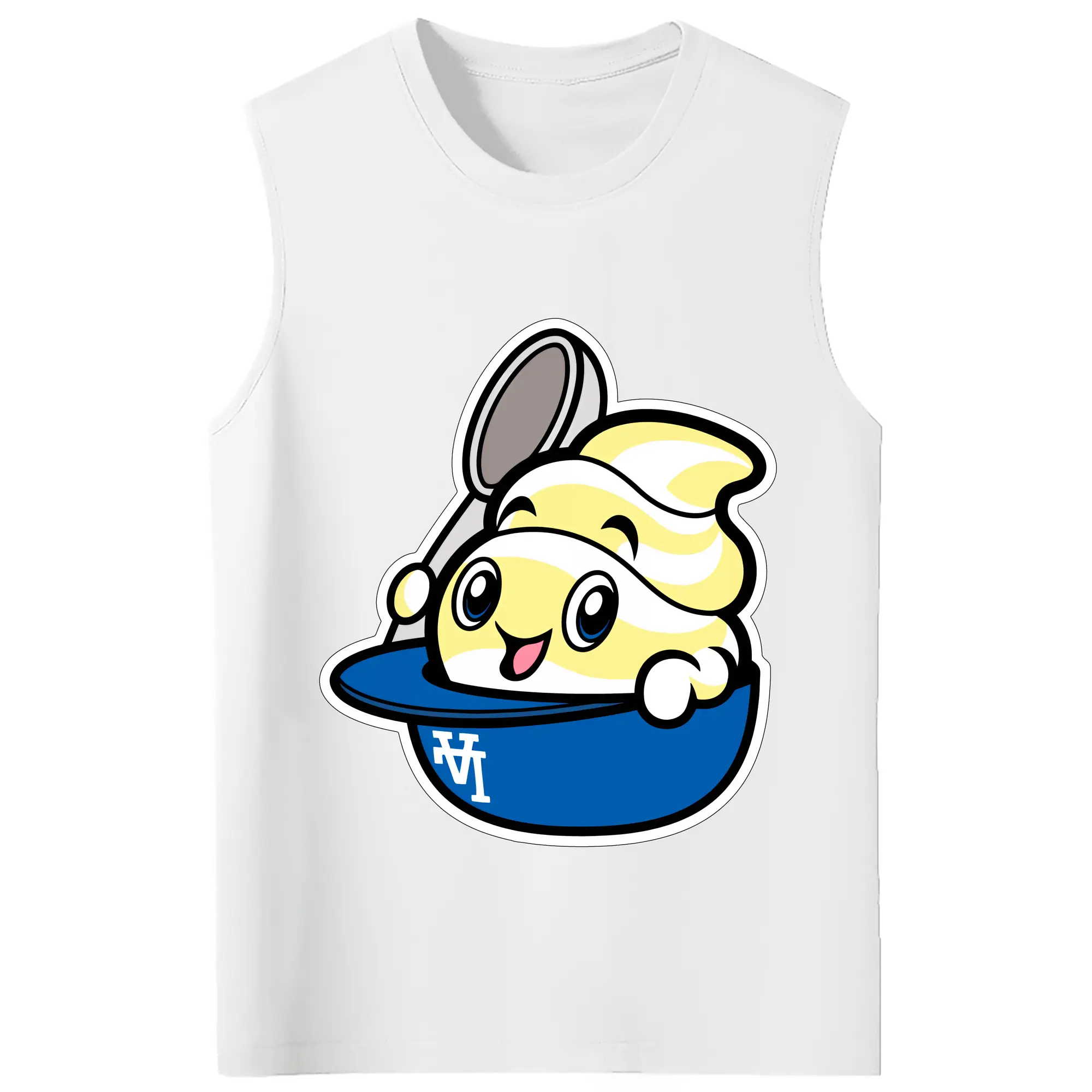 Dole Whip Dodgers Los Angeles Baseball - 210g Combed Cotton Tank Top With Front Heat Transfer Print – Soft, Lightweight, Fitted Design – Stylish & Comfortable Casual Wear For Sports & Everyday Use