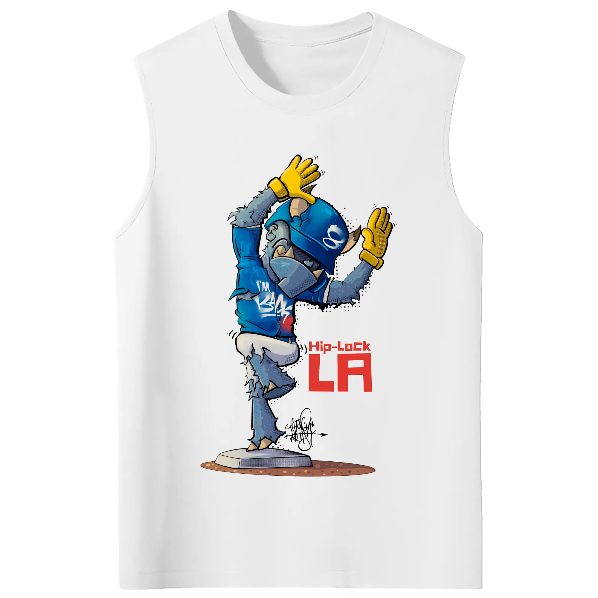 Funny Los Angeles Dodgers Monster Celebration Hip Lock - 210g Combed Cotton Tank Top With Front Heat Transfer Print – Soft, Lightweight, Fitted Design – Stylish & Comfortable Casual Wear For Sports & Everyday Use