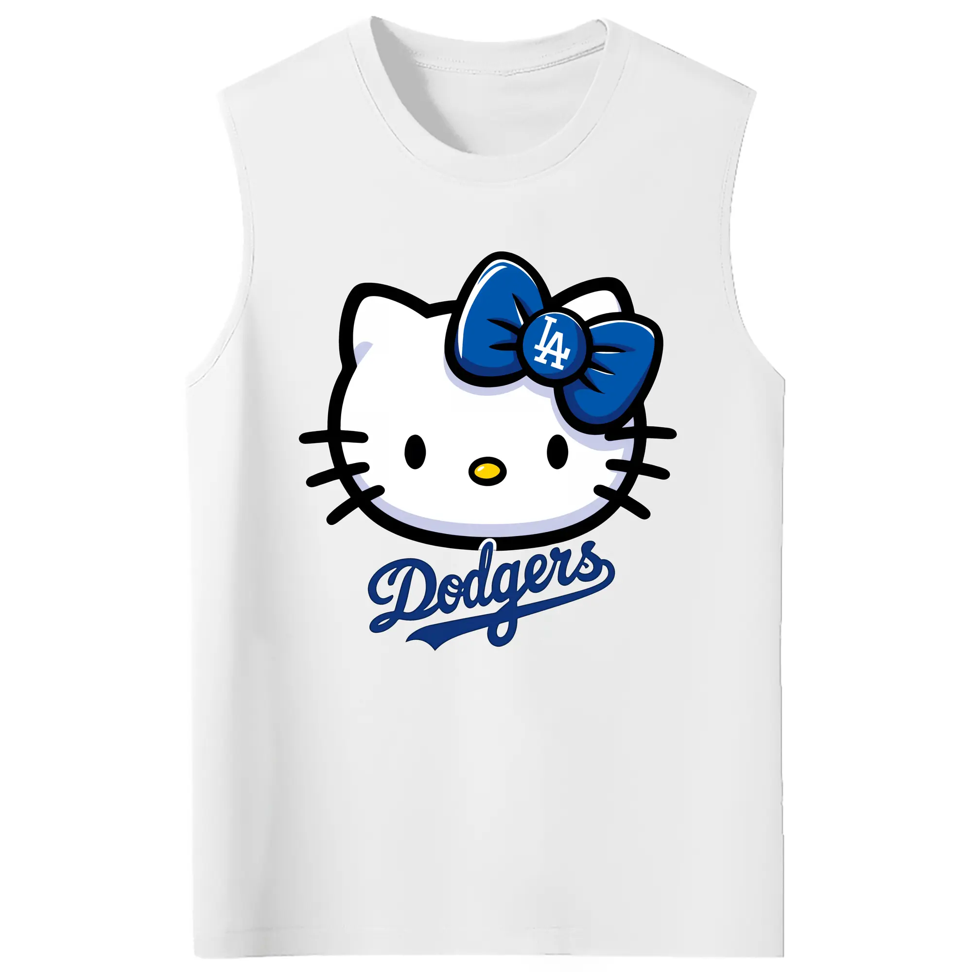 Hello Kitty Baseball LA Dodgers - 210g Combed Cotton Tank Top With Front Heat Transfer Print – Soft, Lightweight, Fitted Design – Stylish & Comfortable Casual Wear For Sports & Everyday Use