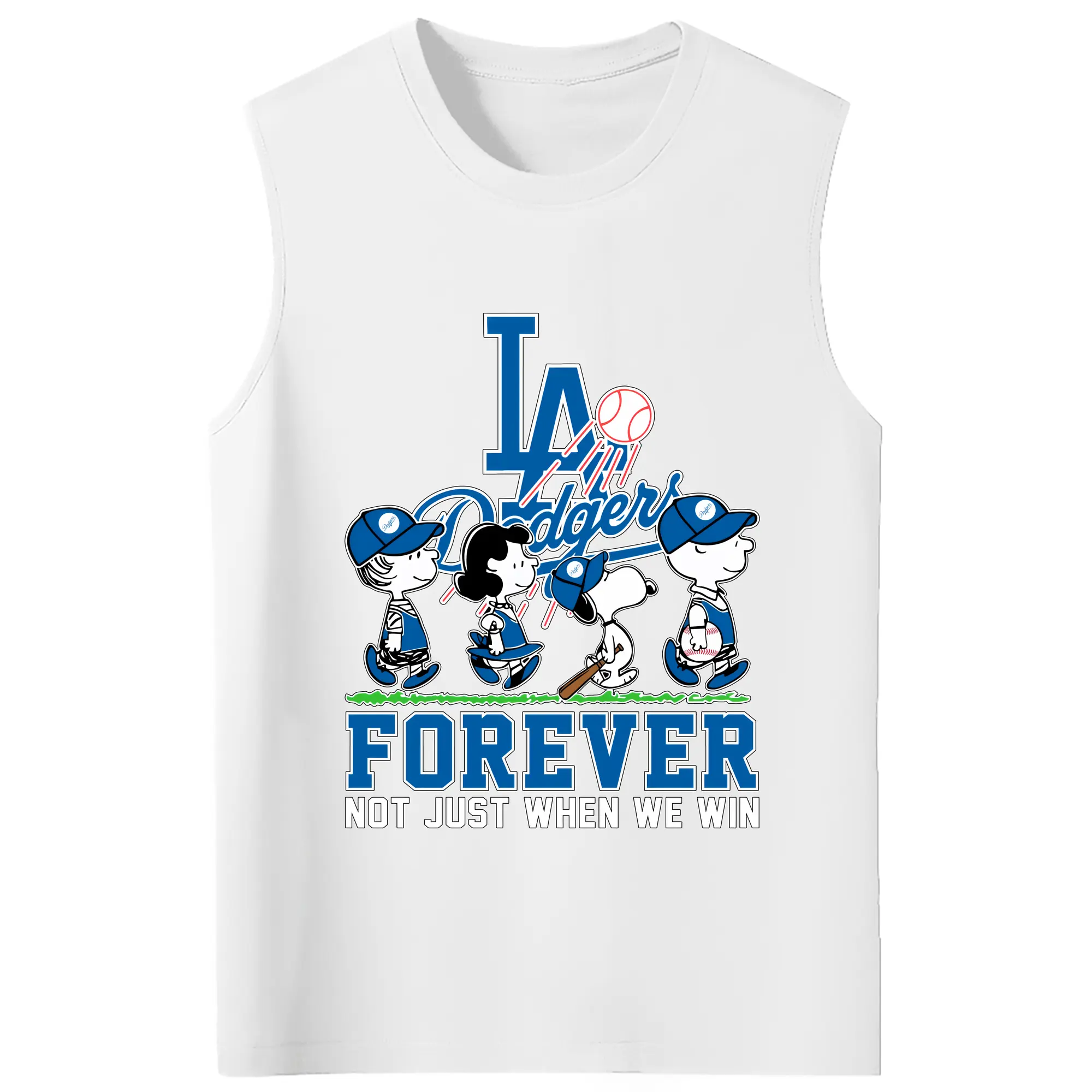 Los Angeles Dodgers Baseball Forever Not Just When We Win - 210g Combed Cotton Tank Top With Front Heat Transfer Print – Soft, Lightweight, Fitted Design – Stylish & Comfortable Casual Wear For Sports & Everyday Use