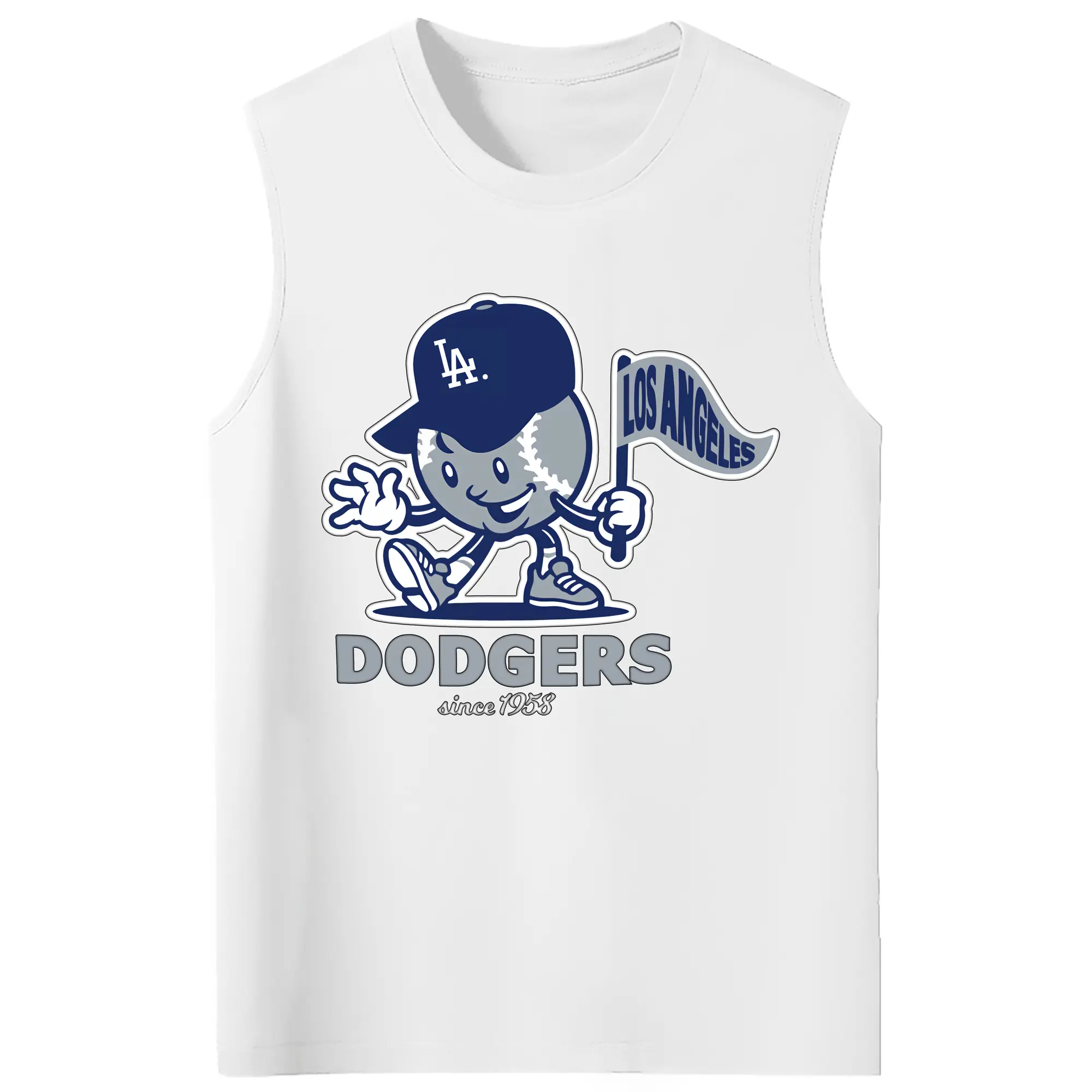 Los Angeles Dodgers Since 1958 Baseball - 210g Combed Cotton Tank Top With Front Heat Transfer Print – Soft, Lightweight, Fitted Design – Stylish & Comfortable Casual Wear For Sports & Everyday Use