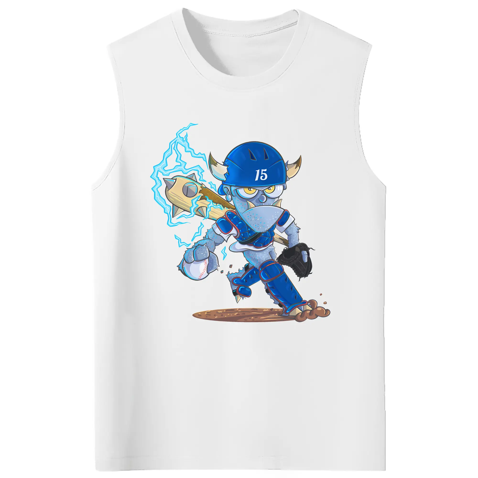 Monster Barnesy Los Angeles Dodgers - 210g Combed Cotton Tank Top With Front Heat Transfer Print – Soft, Lightweight, Fitted Design – Stylish & Comfortable Casual Wear For Sports & Everyday Use