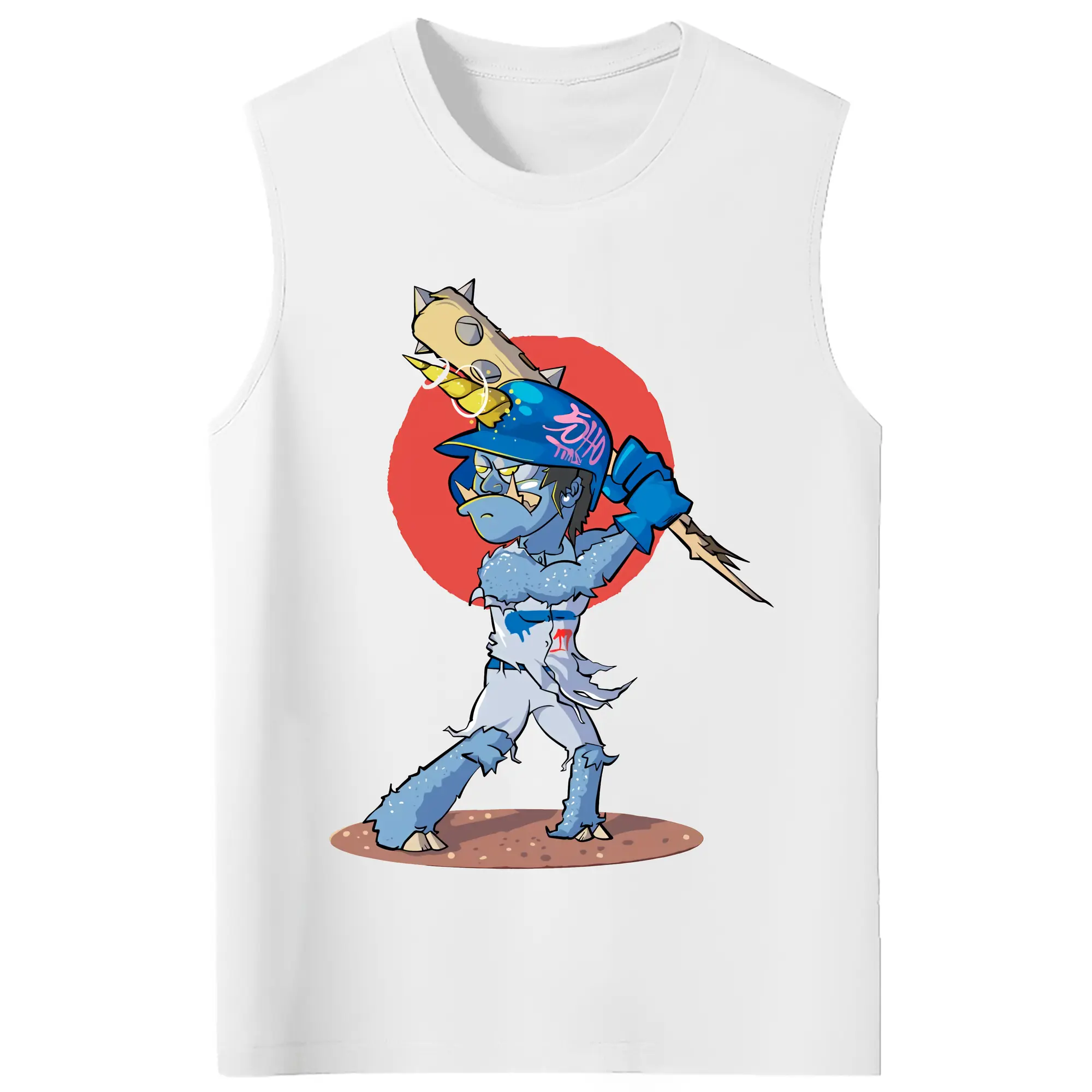 Monster Sho Los Angeles Dodgers - 210g Combed Cotton Tank Top With Front Heat Transfer Print – Soft, Lightweight, Fitted Design – Stylish & Comfortable Casual Wear For Sports & Everyday Use