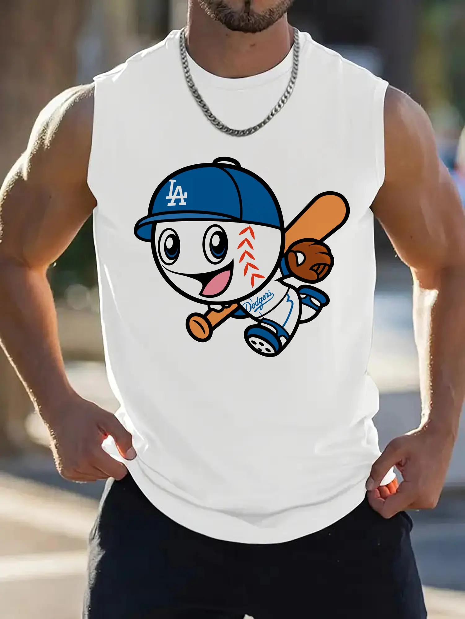 Cute Mr Dodger Running Play Baseball