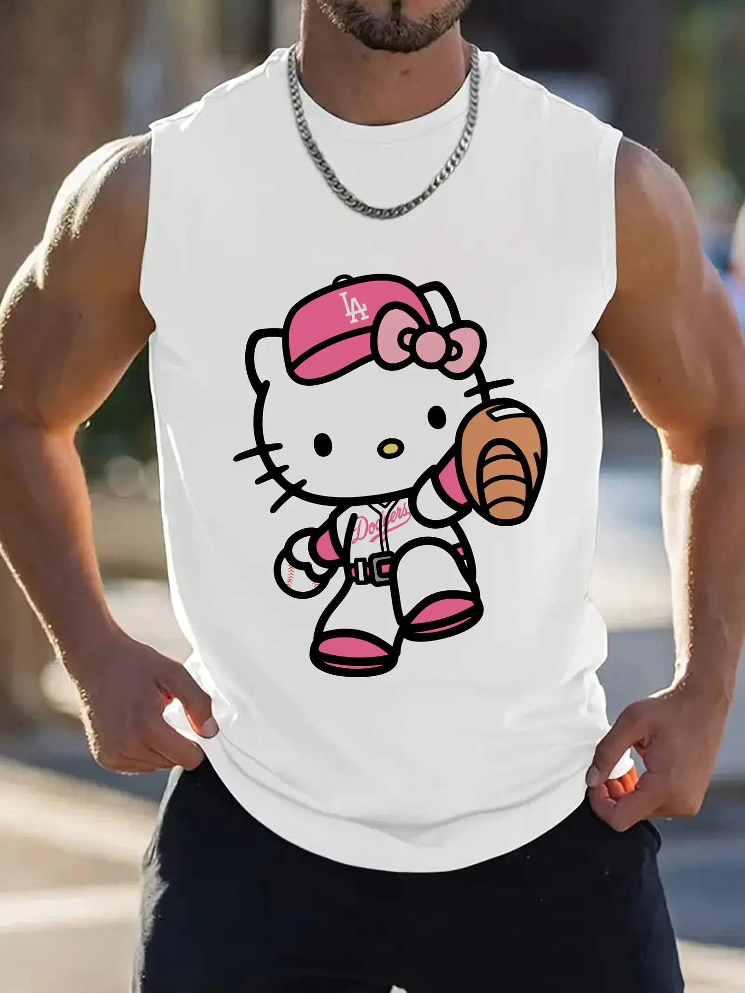 Pink Hello Kitty Play Baseball Los Angeles Dodgers