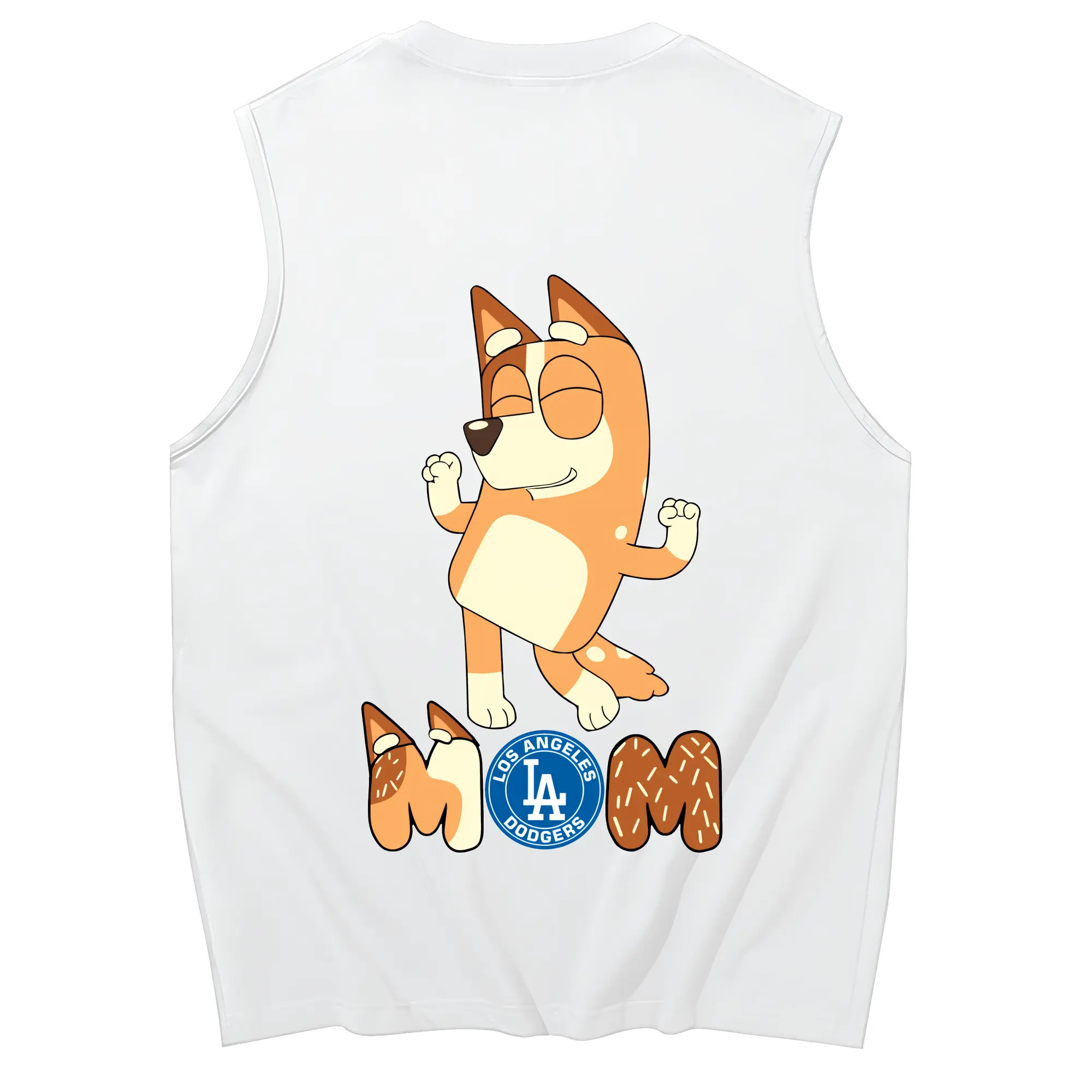 Bluey Mom Los Angeles Dodgers Baseball - 230g Pure Cotton Tank Top With Back Heat Transfer Print – Soft, Lightweight, Fitted Design – Stylish & Comfortable Casual Wear For Sports & Everyday Use