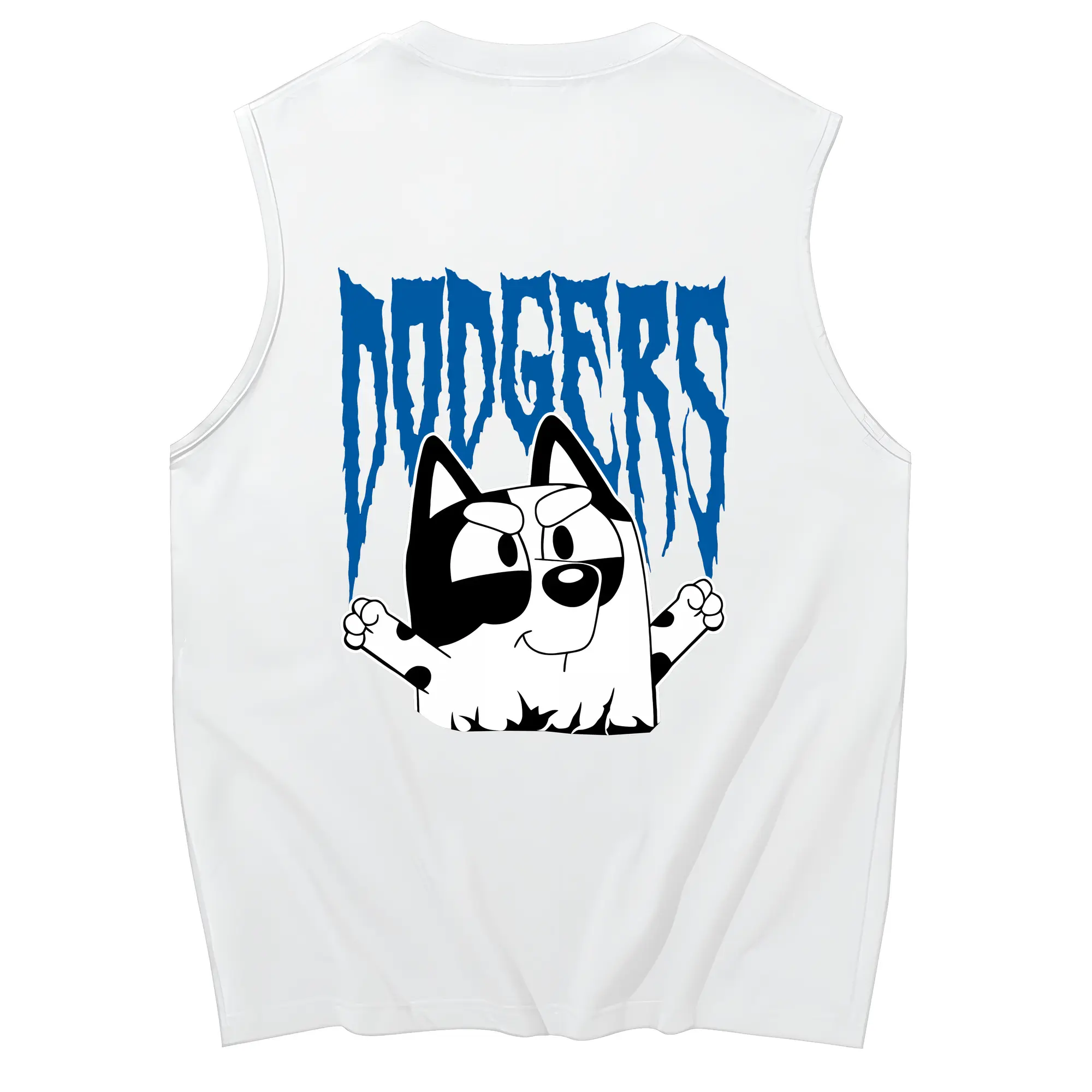Bluey Muffin Los Angeles Dodgers MLB - 230g Pure Cotton Tank Top With Back Heat Transfer Print – Soft, Lightweight, Fitted Design – Stylish & Comfortable Casual Wear For Sports & Everyday Use